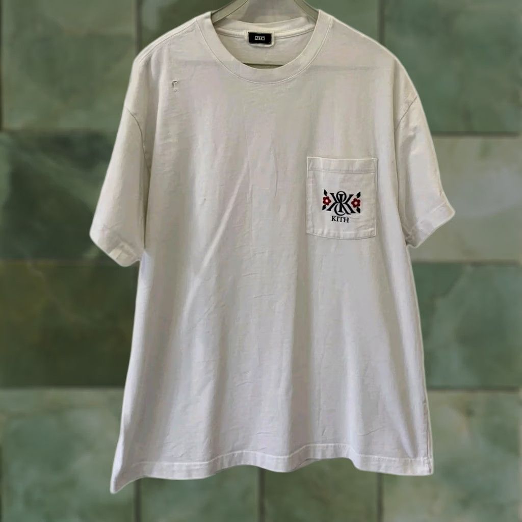 Kith KITH Embroidered Floral Pocket Logo T-Shirt White Men's M