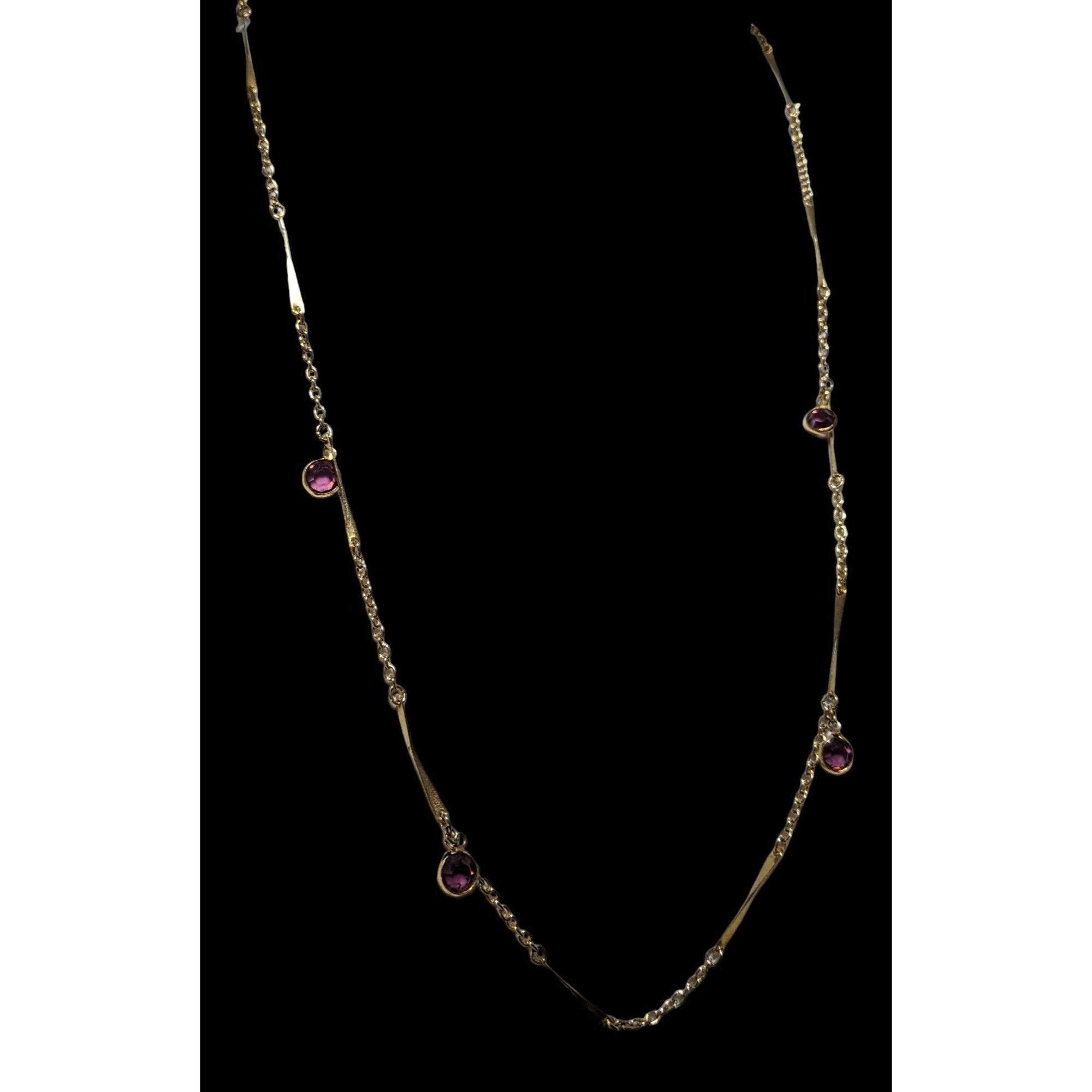 Other Abstract Gold Chain Necklace With Purple Gems Size ONE SIZE - 3 Thumbnail