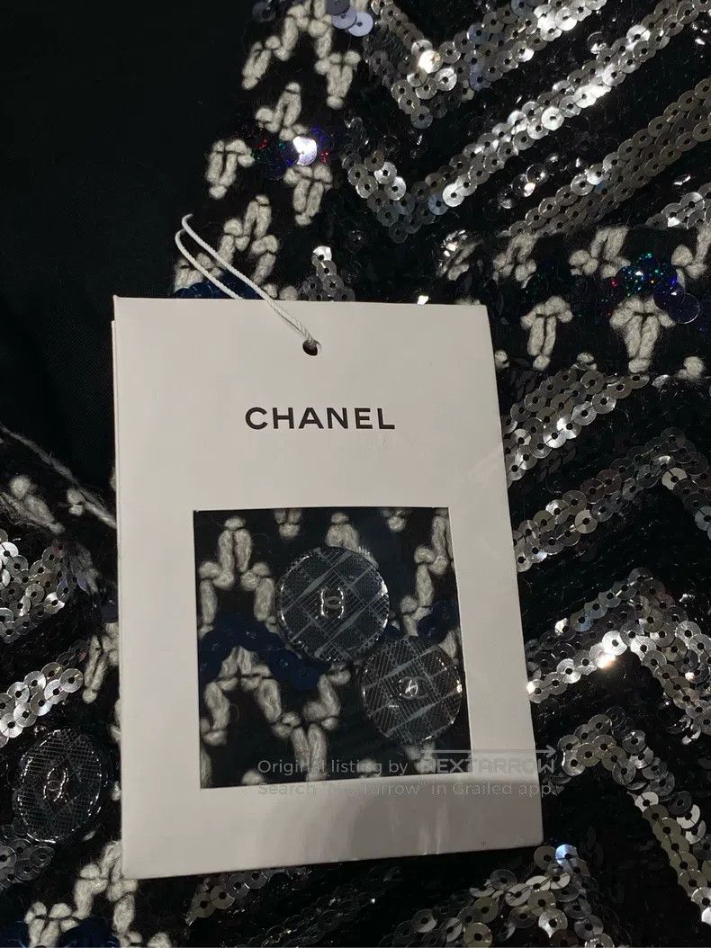 Chanel Chanel 21k silver black sequin glitter jacket Size XXS / US 00 / IT 34 - 3 Thumbnail