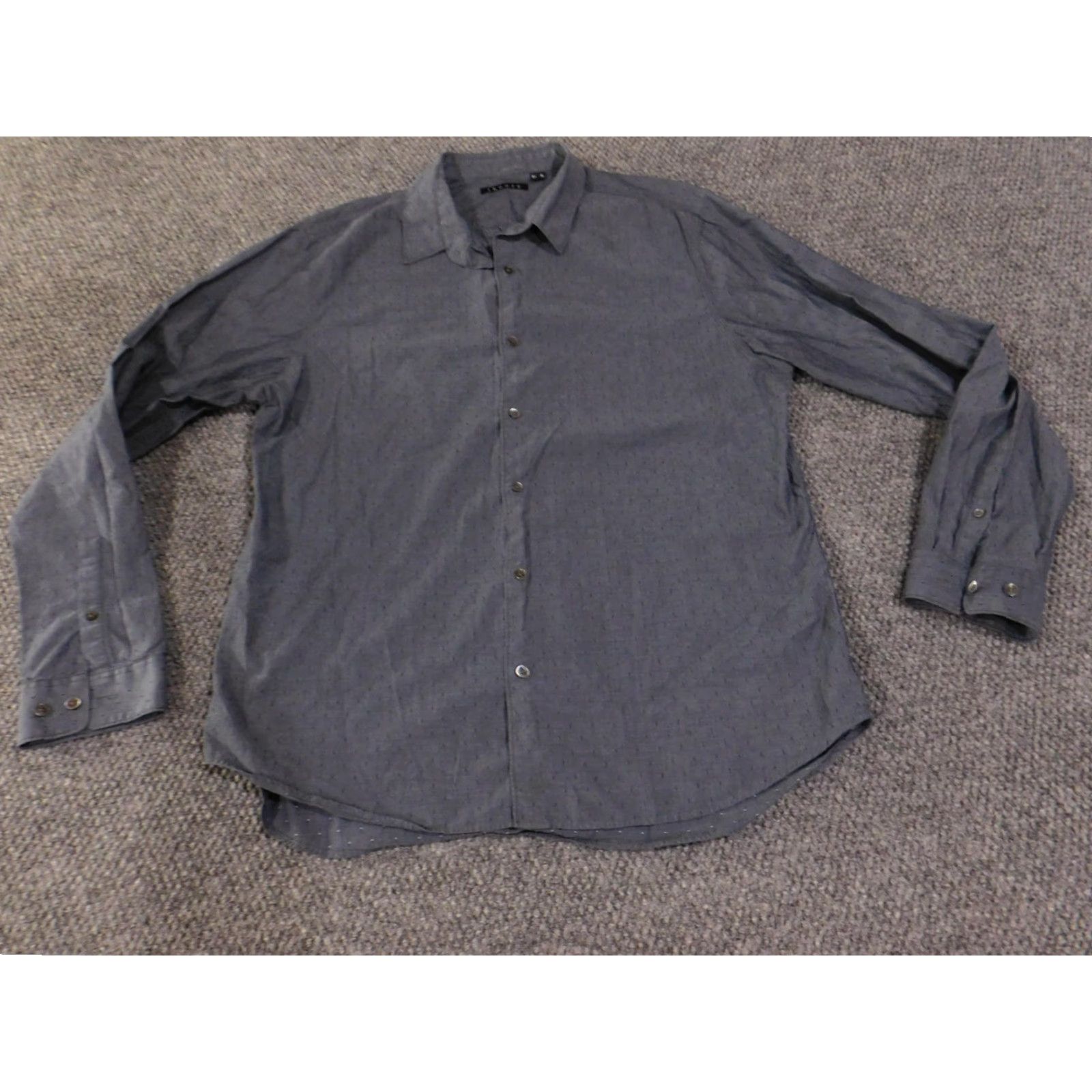 Theory VINTAGE Theory Shirt Mens XL Gray Dobby Dot Button Up Long Sleeve 100% Cotton Casual Size US XL / EU 56 / 4 - 3 Thumbnail