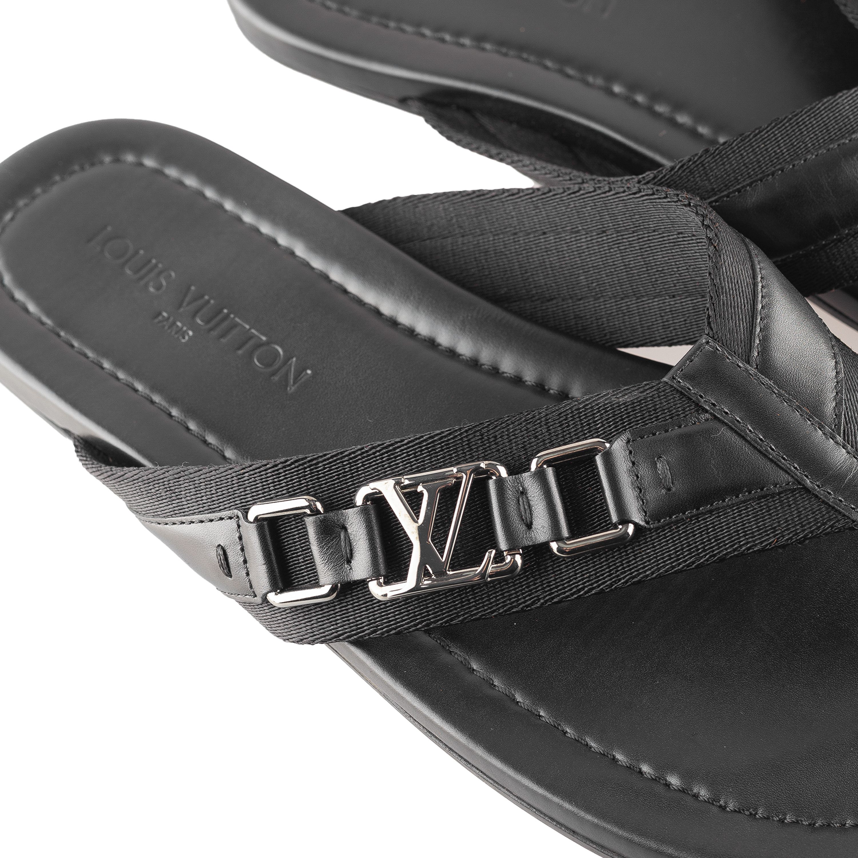 Louis Vuitton Louis Vuitton Black Thong Leather Logo Sandals Size US 11 / EU 44 - 6 Thumbnail