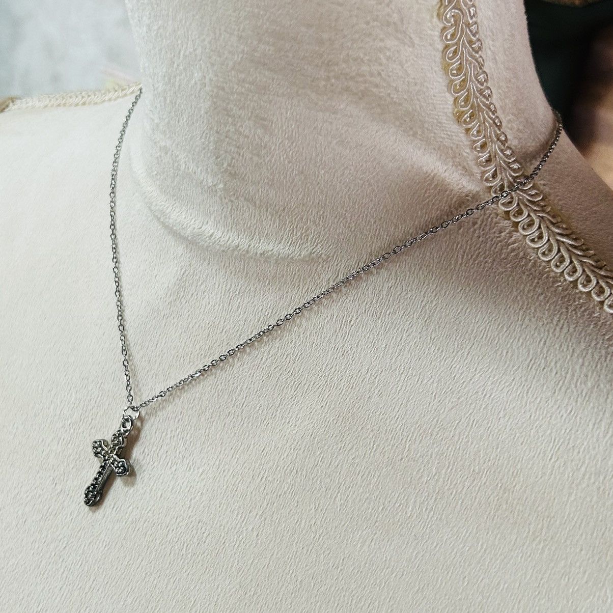 Handmade Handcrafted salvaged vintage textured cross pendant necklace Size ONE SIZE - 4 Thumbnail