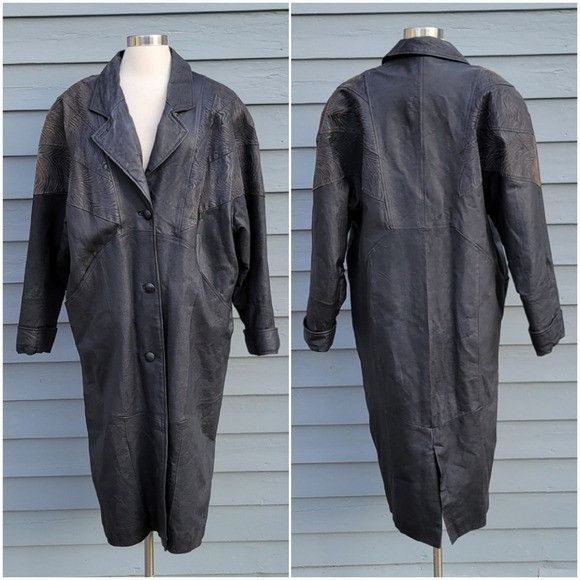Vintage 90s y2k Punk Rock Grunge Black Leather Oversized Tre