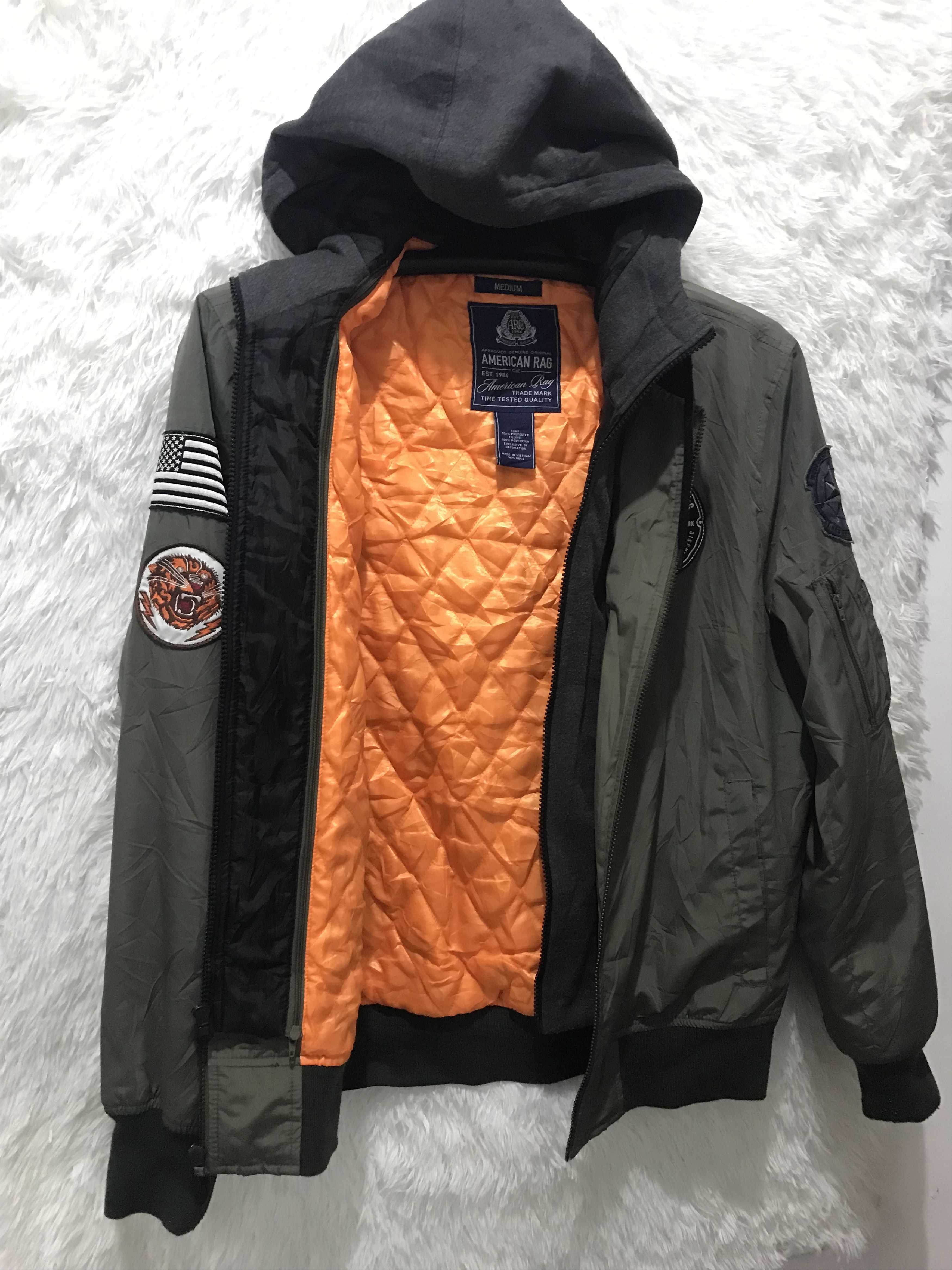 American Rag AMERICAN RAG Bomber Quilted Jacket Patches Hood Size US M / EU 48-50 / 2 - 8 Thumbnail