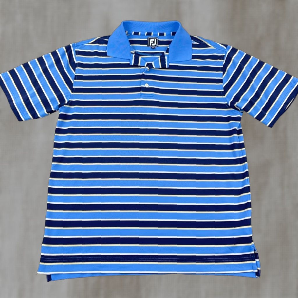 Footjoy FootJoy Polo Shirt Men L Blue Striped Athletic Fit Performance Wicking Golf Shirt Size US L / EU 52-54 / 3 - 1 Thumbnail