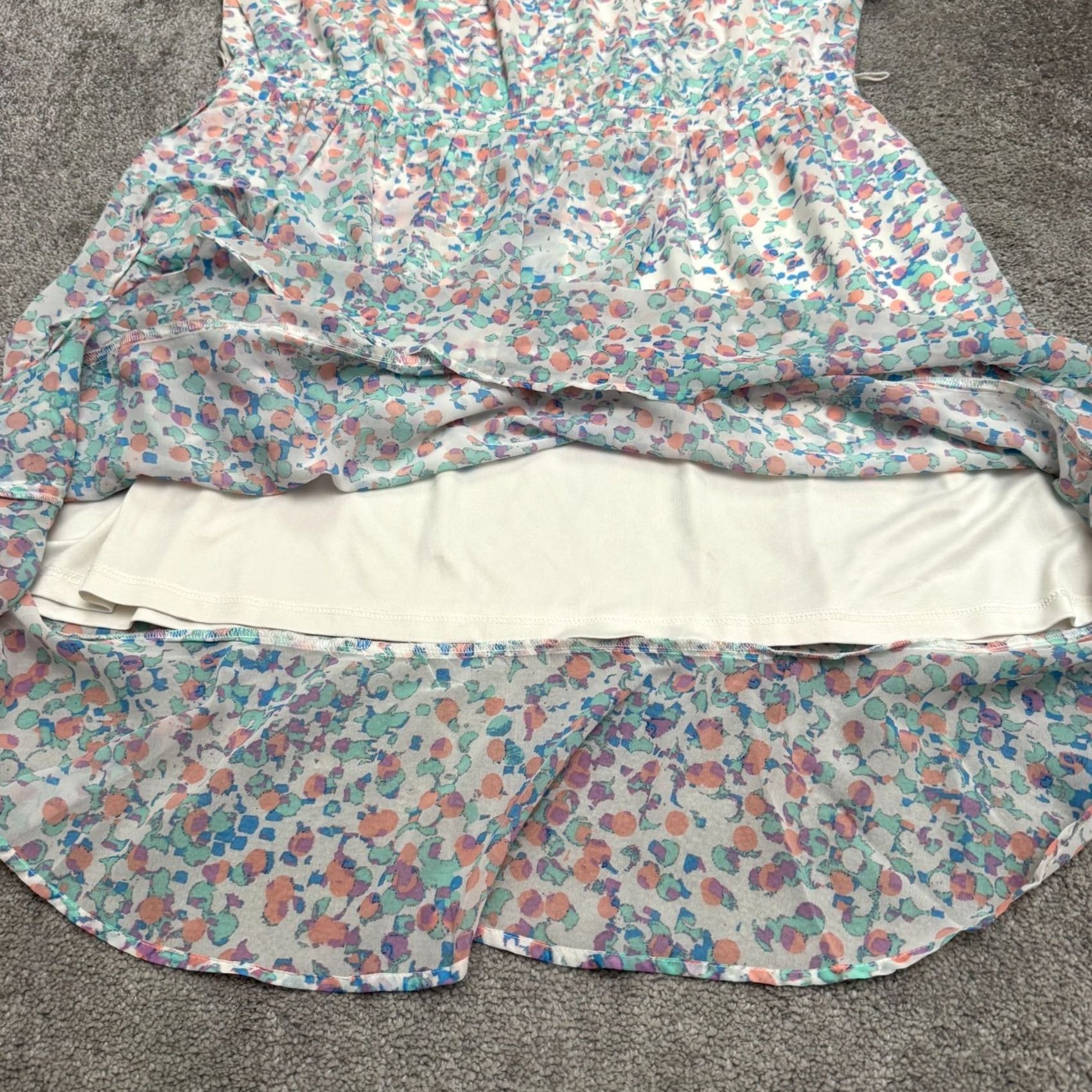 Blair Blair Sheath Dress Women L Multicolor Abstract Print Chiffon Ruffle Hem Midi Short Sleeve Size L / US 10 / IT 46 - 6 Thumbnail