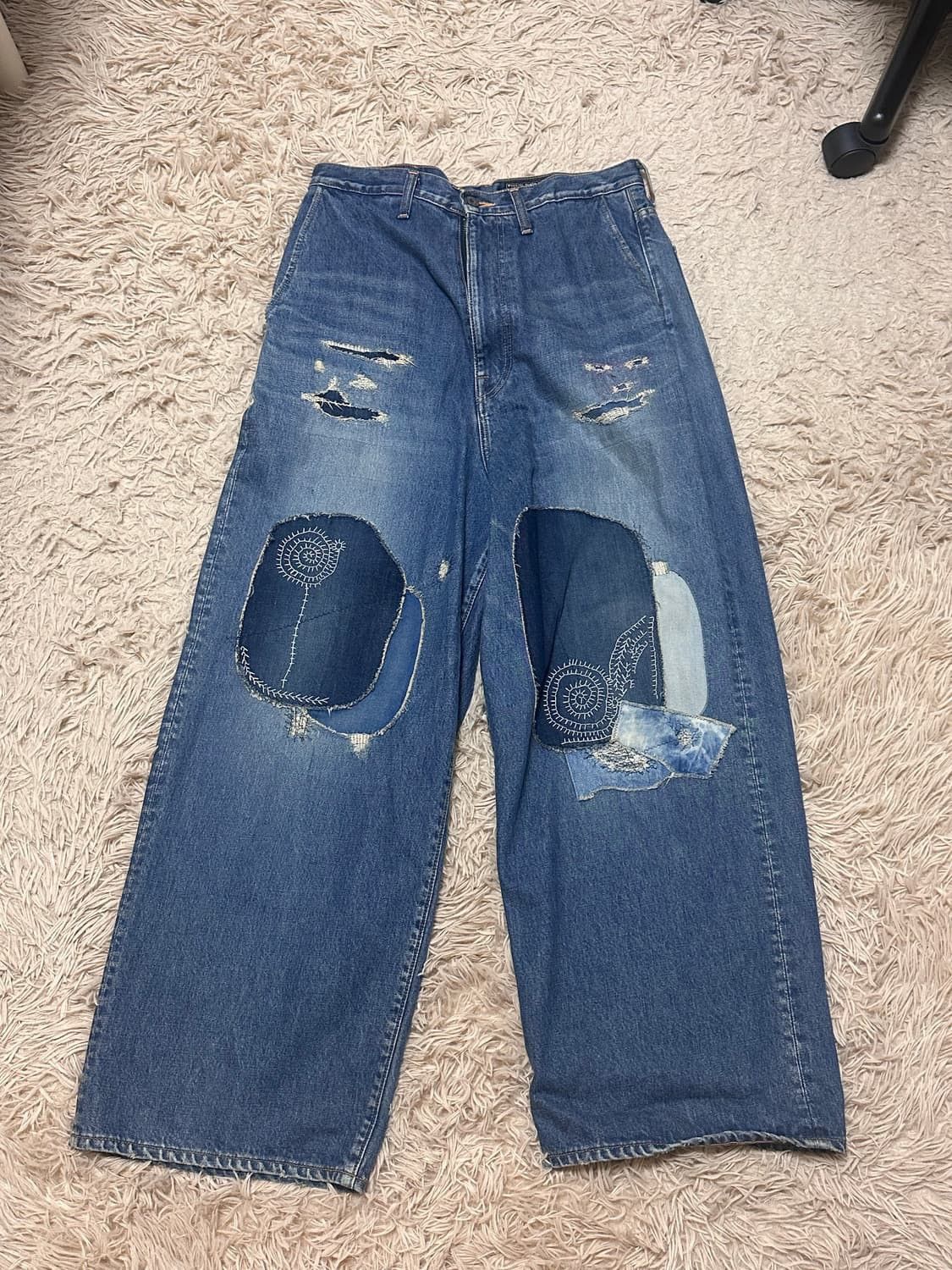 Kapital Kapital 14oz patchwork denim port baggy pants Size US 34 / EU 50 - 1 Thumbnail