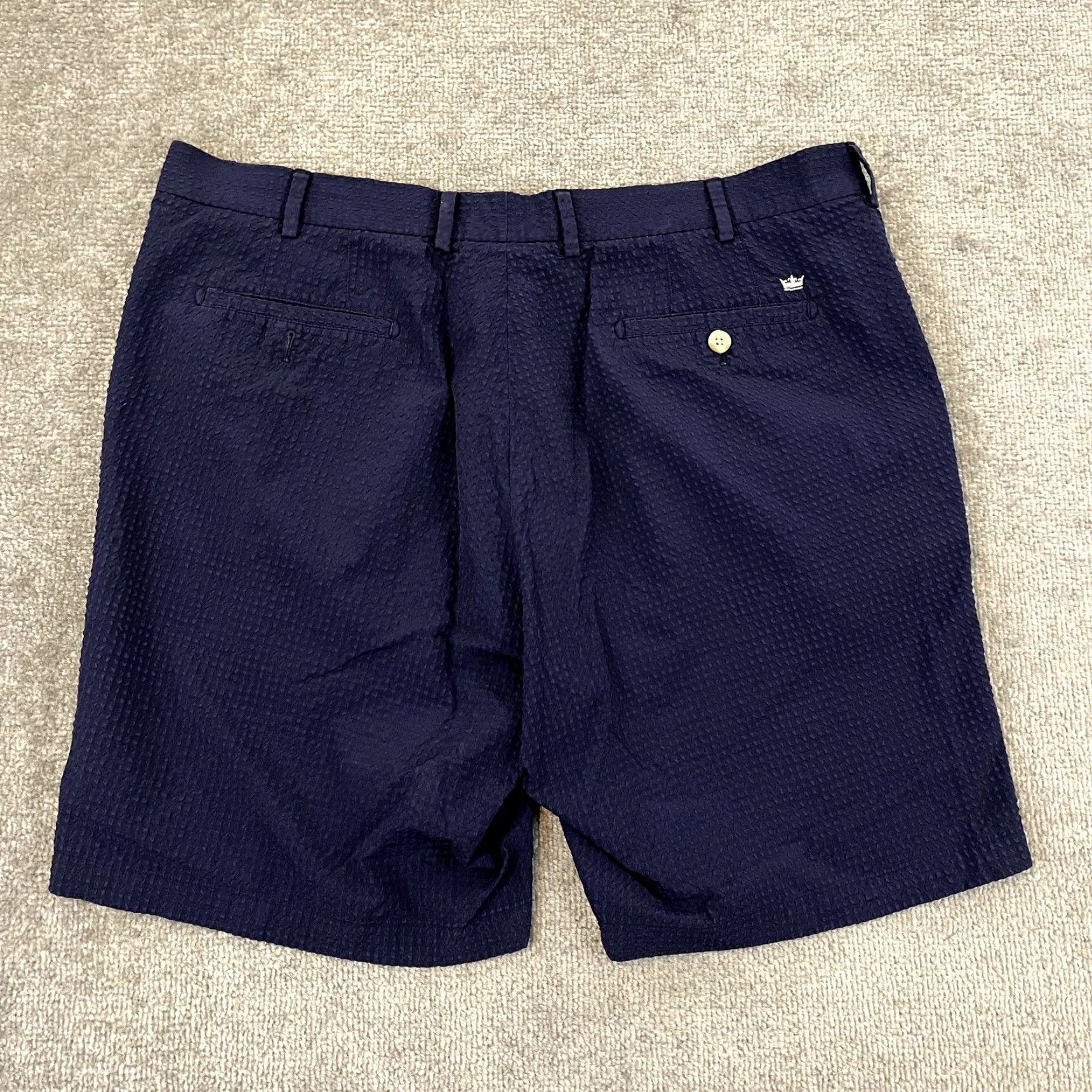 Peter Millar PETER MILLAR Shorts Mens 38 Chino Blue 8" Inseam Textured Golf Performance Crown Logo 5-Pocket Zipper Regular Stretch Breathable Size US 38 / EU 54 - 2 Thumbnail
