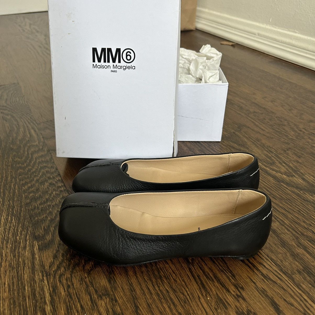 MM6 MM6 Maison Martin Margiela Black Leather Flats Petite Size 4 Size US 4 / IT 34 - 4 Thumbnail