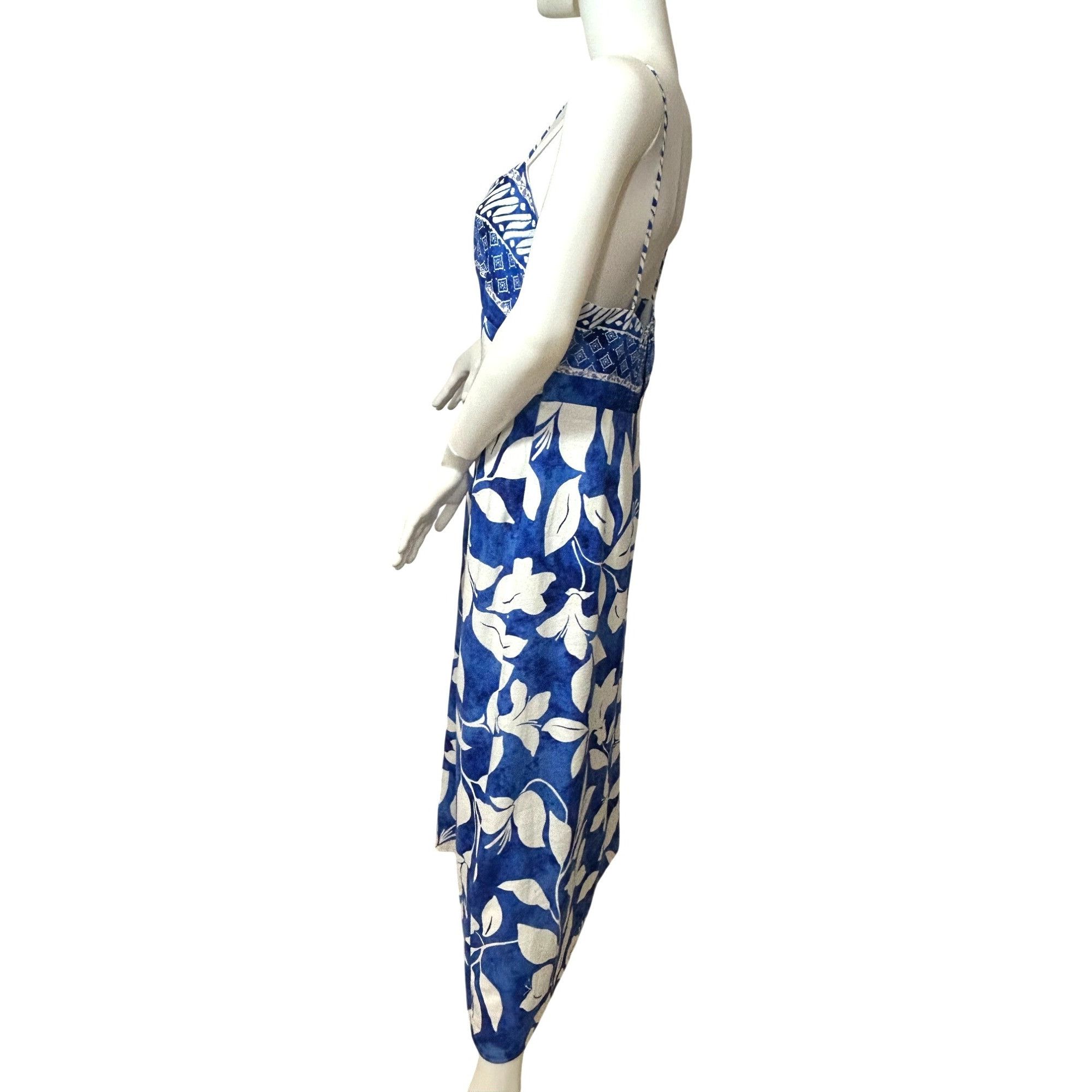 Zara Zara Women’s Sundress L Sleeveless Blue White Floral Geomet Size L / US 10 / IT 46 - 2 Thumbnail