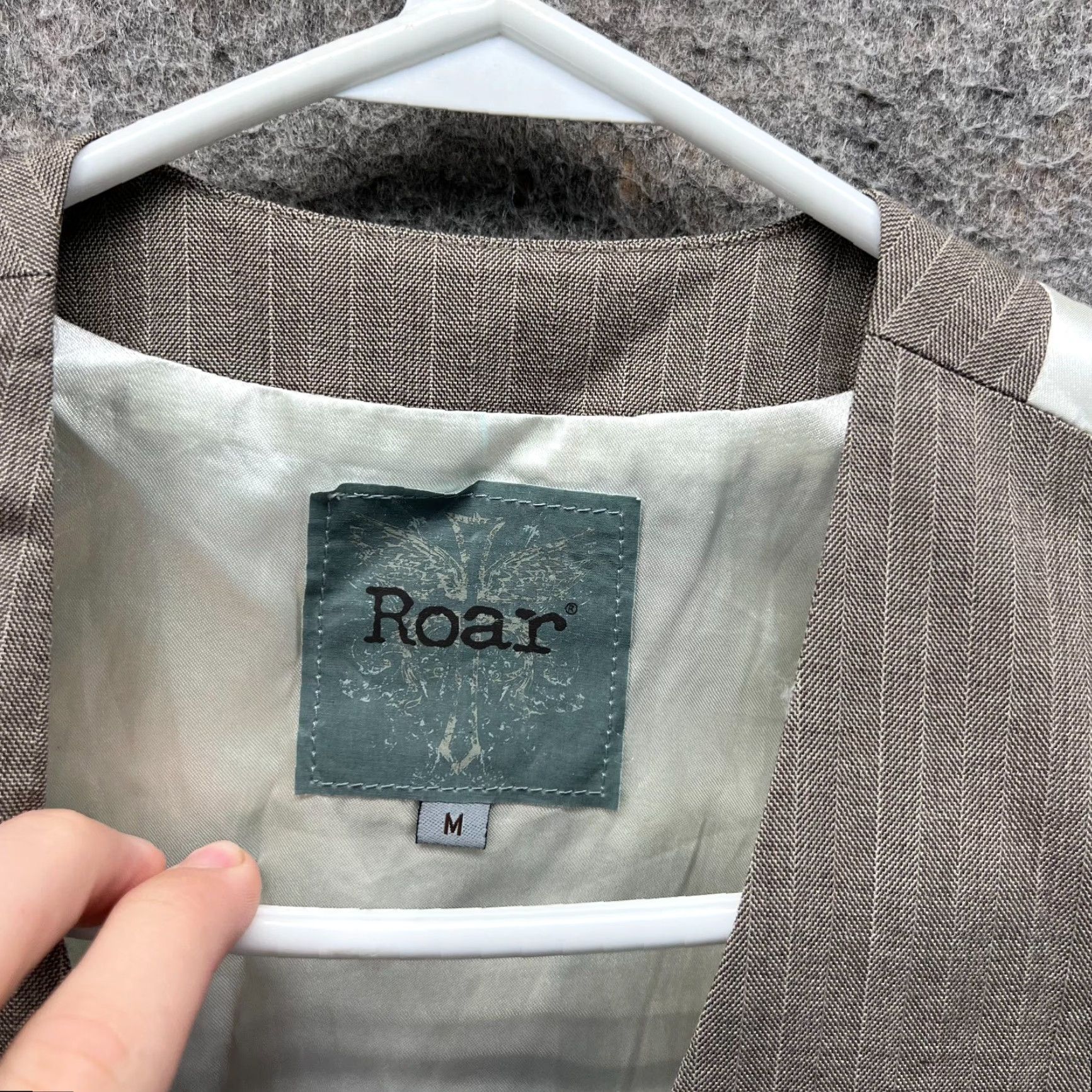 Roar VINTAGE Roar Vest Mens M Khaki Sleeveless Biker Pinstriped Embroidered Cross Beige Cotton Size US M / EU 48-50 / 2 - 7 Thumbnail