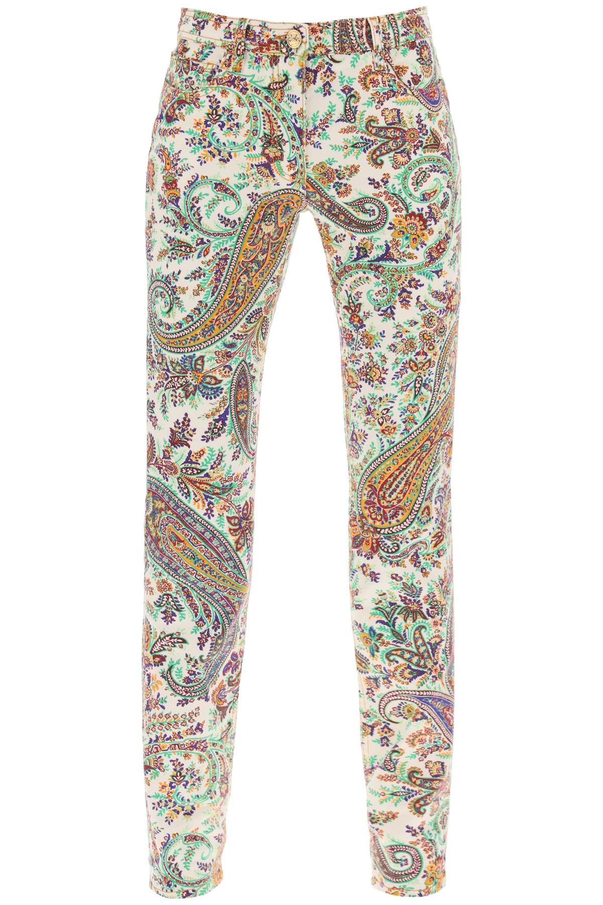 image of Etro Paisley Patterned Jeans in Stampa Fdo Bianco, Women's (Size 26)