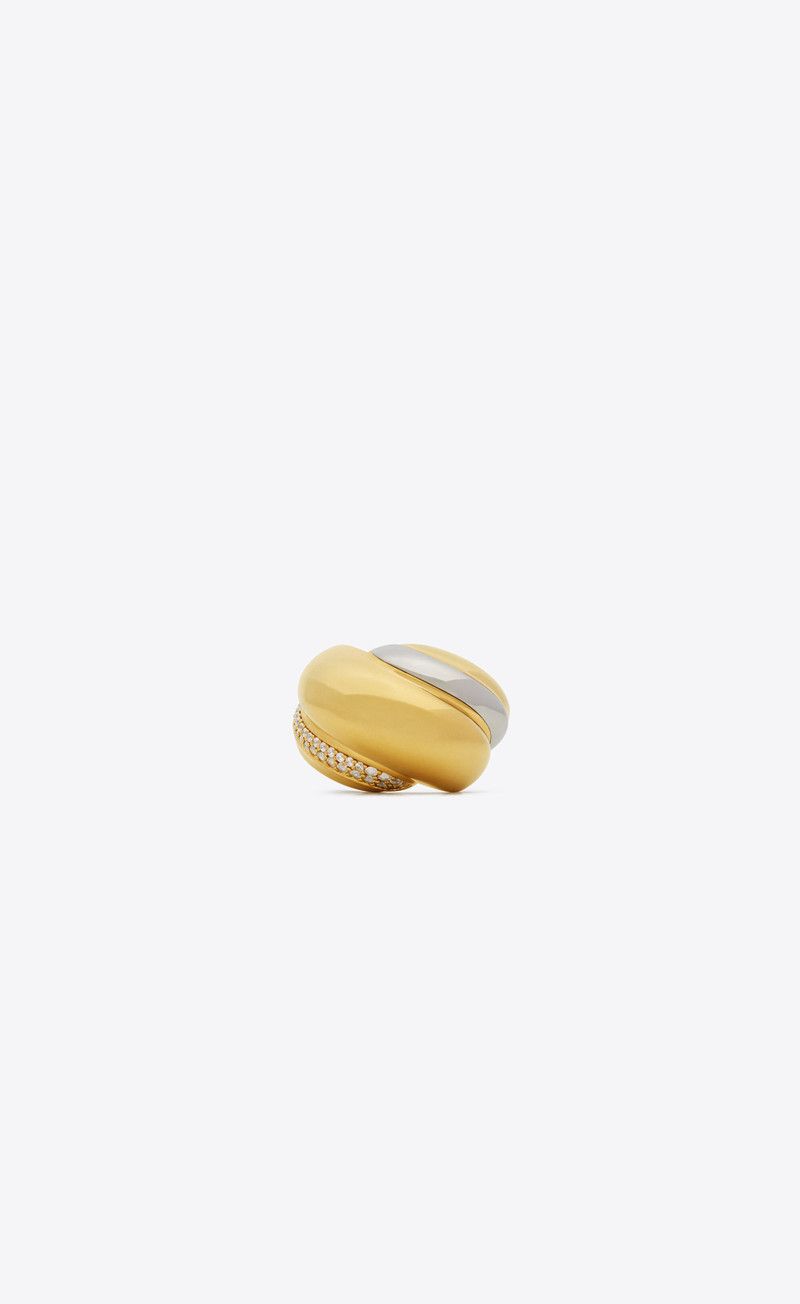 Saint Laurent Paris o1bcso1str0226 Size:07/Crystal Whirlwind Ring in Golden Size ONE SIZE - 2 Thumbnail