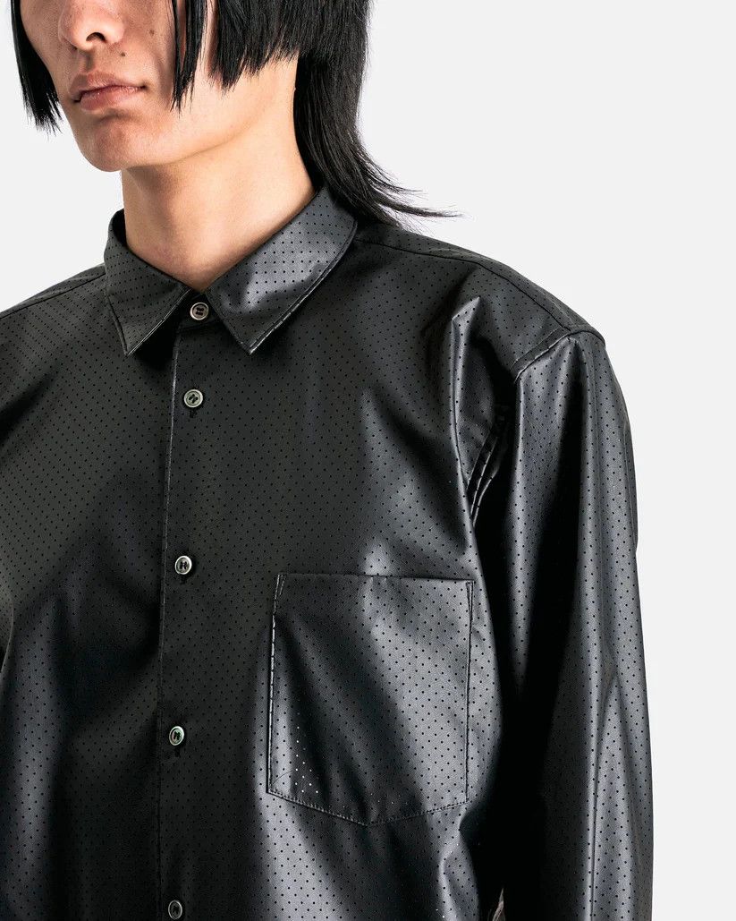 Comme des Garcons Homme Plus o1s1v1r1oon0925 Perforated Faux Leather Shirt in Black Size US XL / EU 56 / 4 - 5 Thumbnail