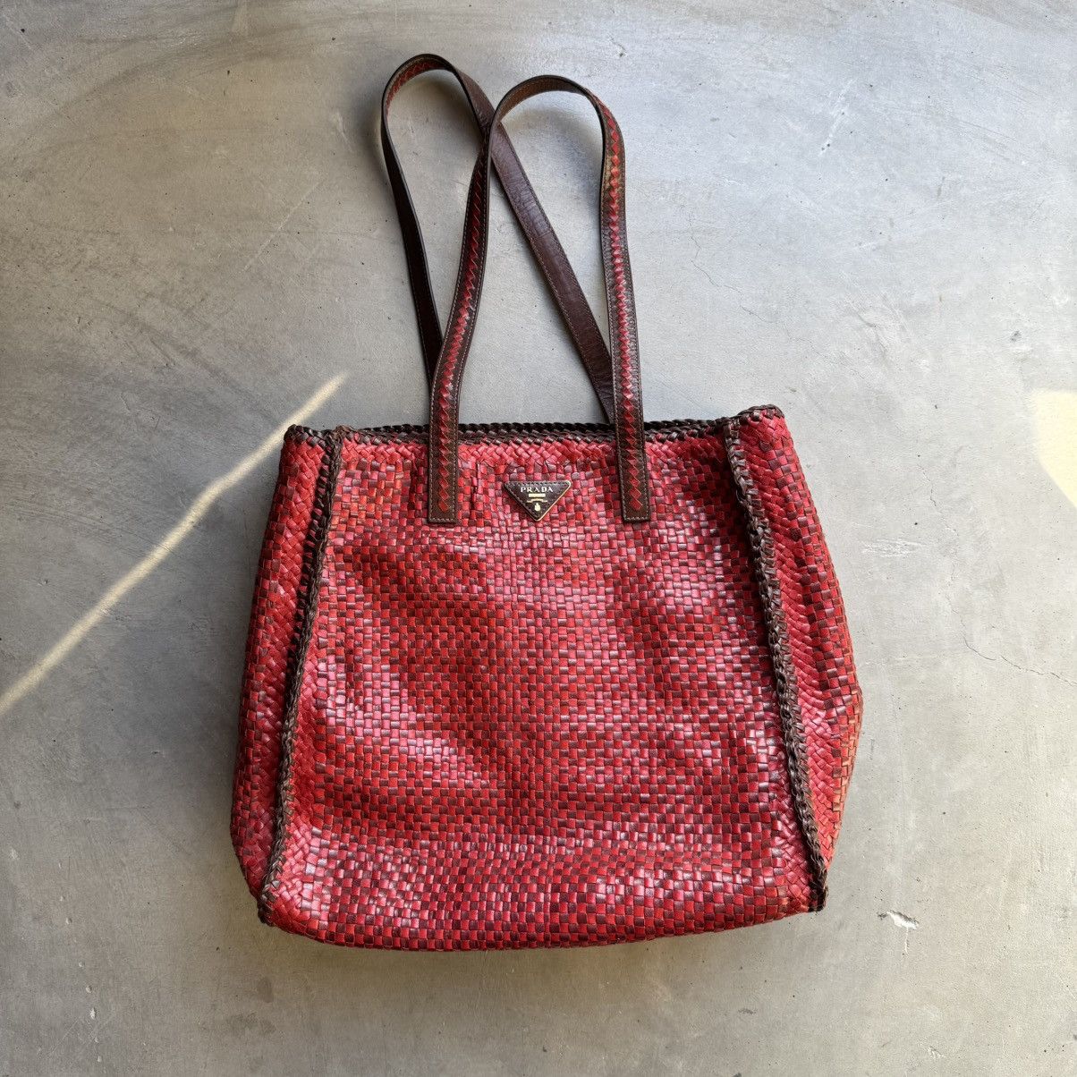 Prada Prada - Madras Leather Tote Bag Size ONE SIZE - 1 Thumbnail