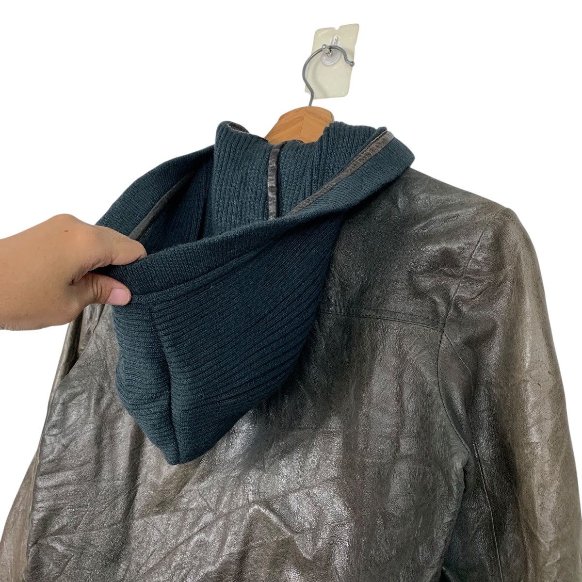 Other Smork Hooded Leather Jacket Size XS / US 0-2 / IT 36-38 - 9 Thumbnail