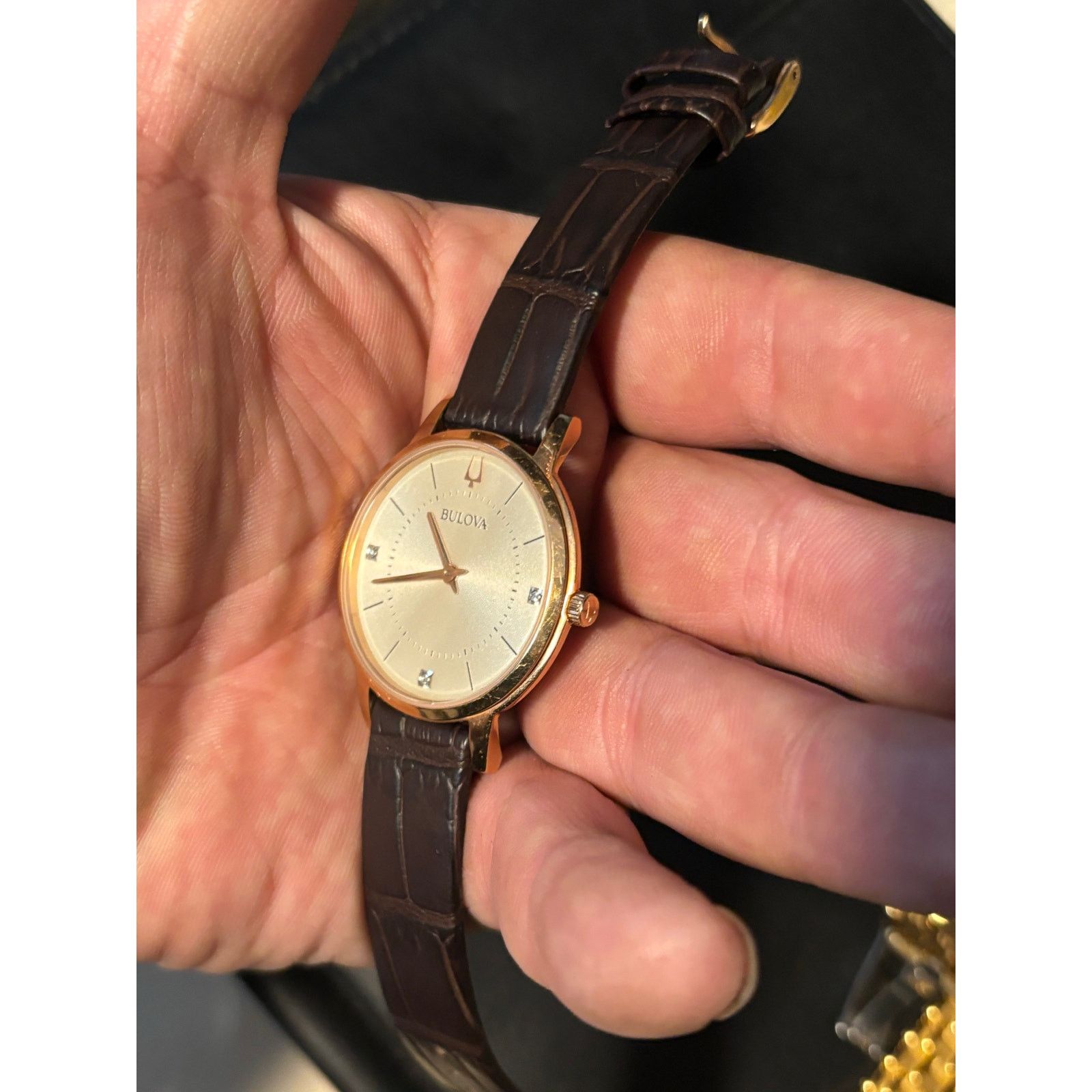 Bulova Bulova 97P122 Rose Gold Tone Brown Leather Band! New Battery Size ONE SIZE - 6 Thumbnail