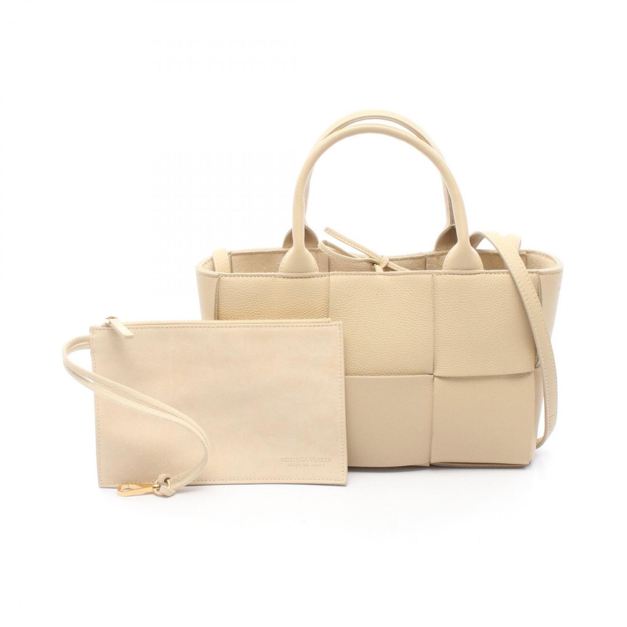 Bottega Veneta Bottega Veneta Mini Arco 2-Way Tote Bag/Handbag, Leather, Women's, Beige Size ONE SIZE - 1 Thumbnail