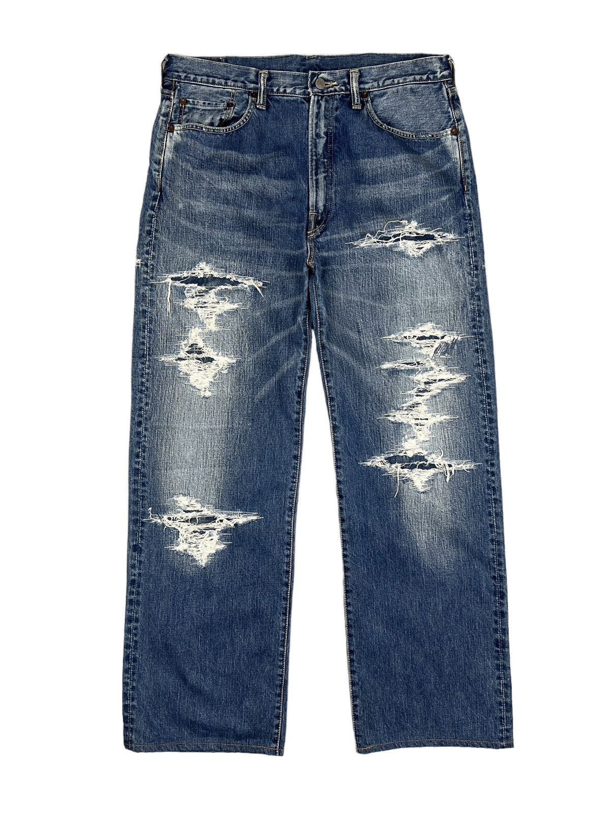 image of 45Rpm Zig-Zag Distressed Denim, Men's (Size 36)