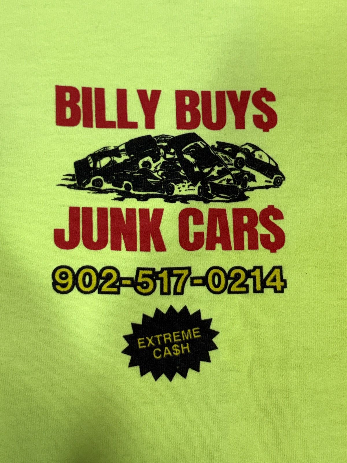 Billy Hill 2021 Billy Hill “I Buy Junk Cars” Neon Green Shirt Size XL Size US XL / EU 56 / 4 - 6 Thumbnail