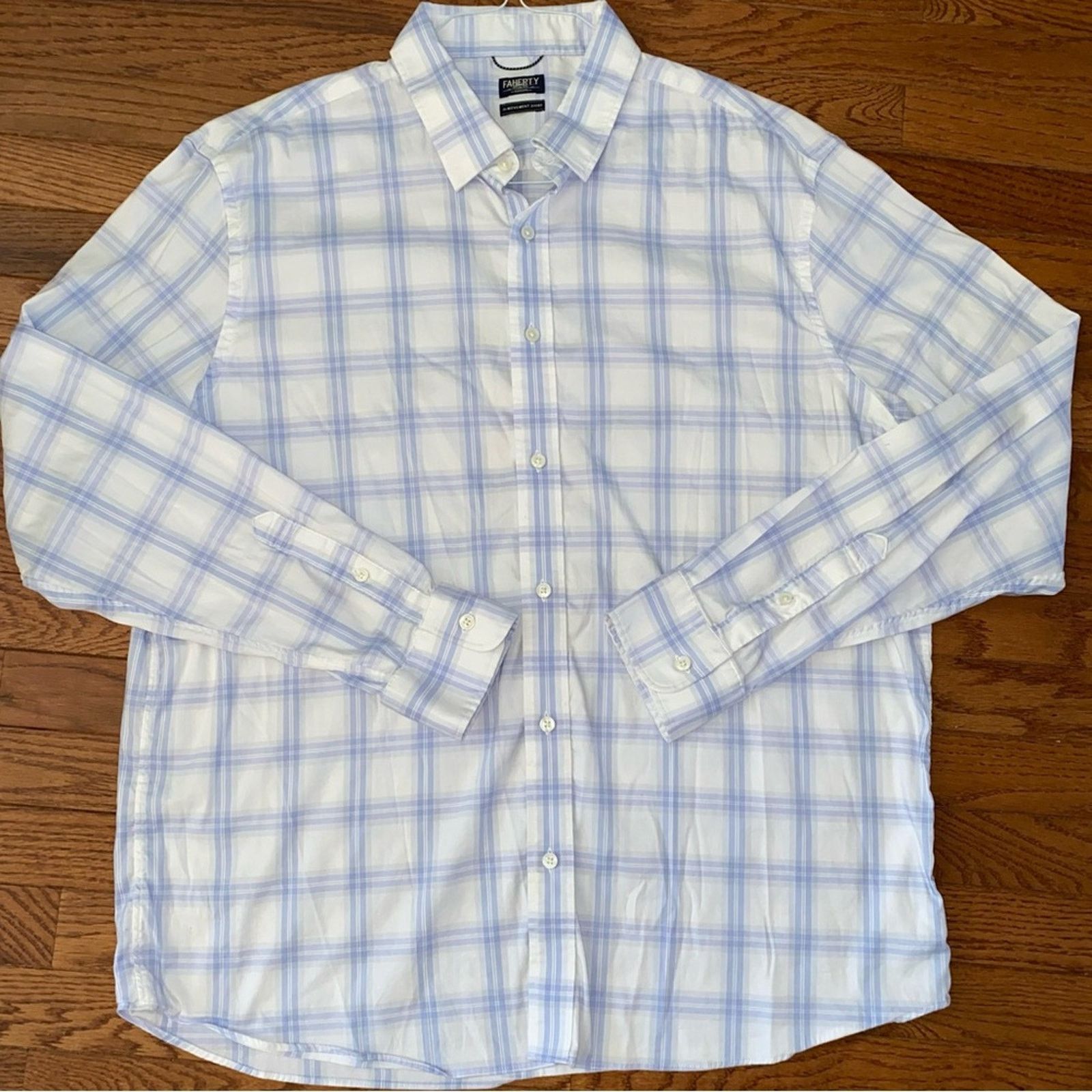 Faherty FAHERTY $158 Movement Shirt - Iris River Plaid. XXL EUC Size US XXL / EU 58 / 5 - 3 Thumbnail