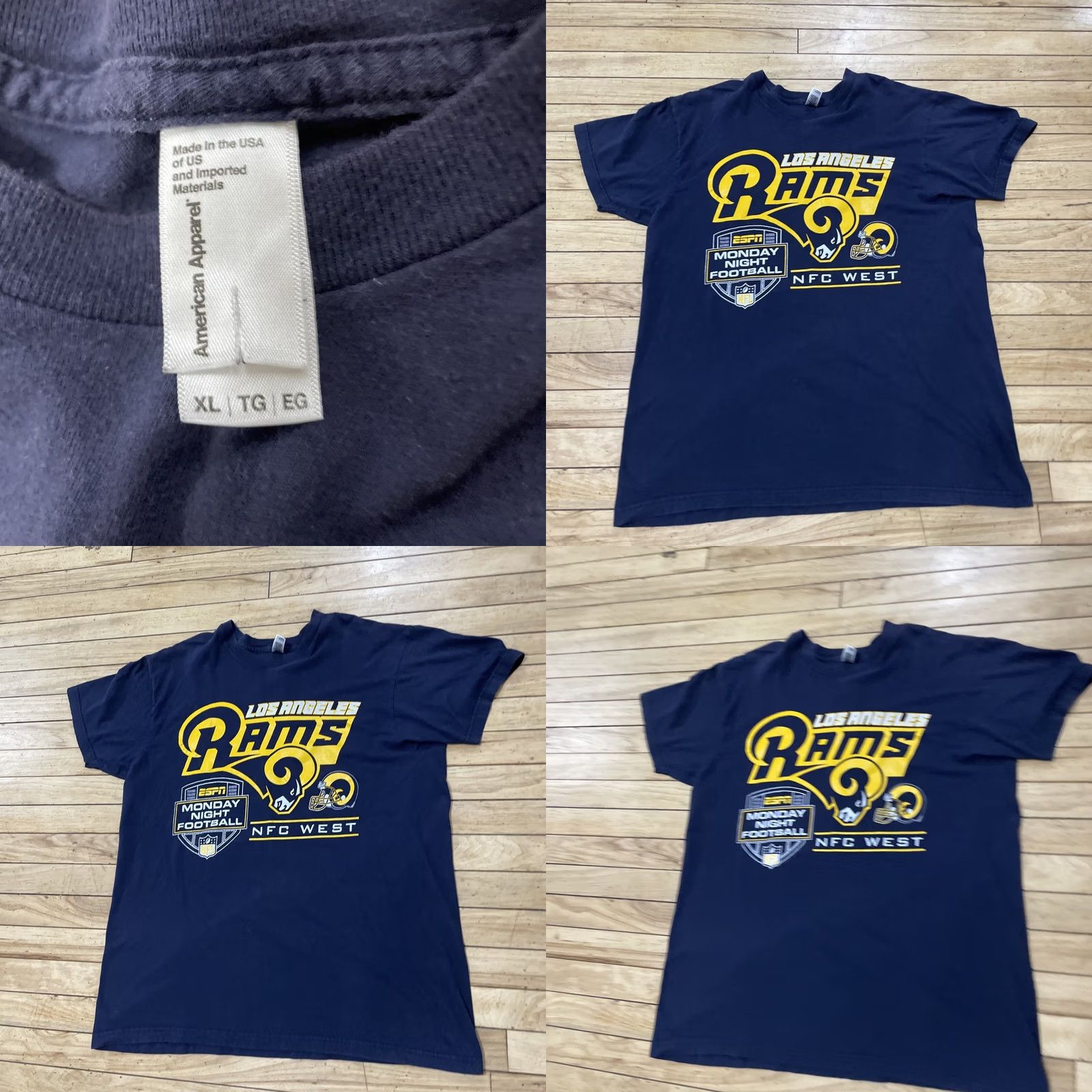 American Apparel American Apparel NFL Los Angeles Rams 2018 Monday Night Football Shirt Blue Tee XL Men Crew Neck Short Sleeve Cotton Logo Graphic"} Size US XL / EU 56 / 4 - 10 Thumbnail