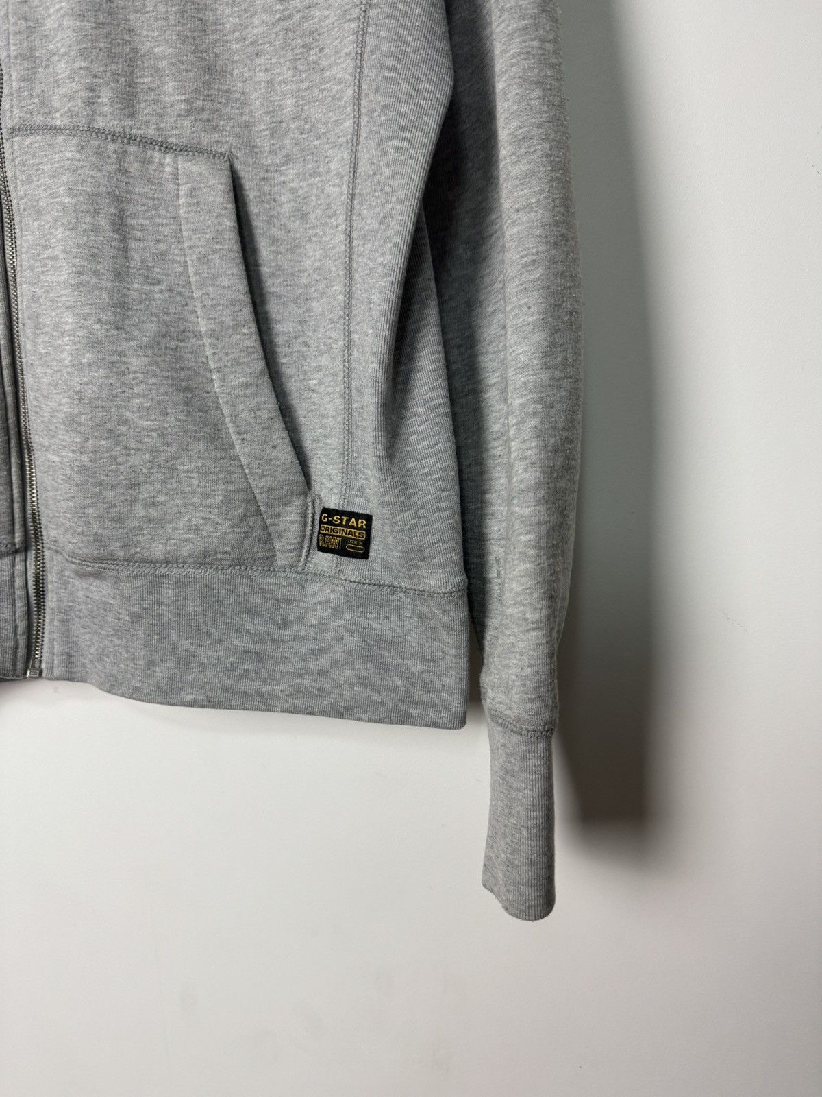 G-Star RAW Archive Zip Hoodie Grey Logo Print Y2K Streetwear