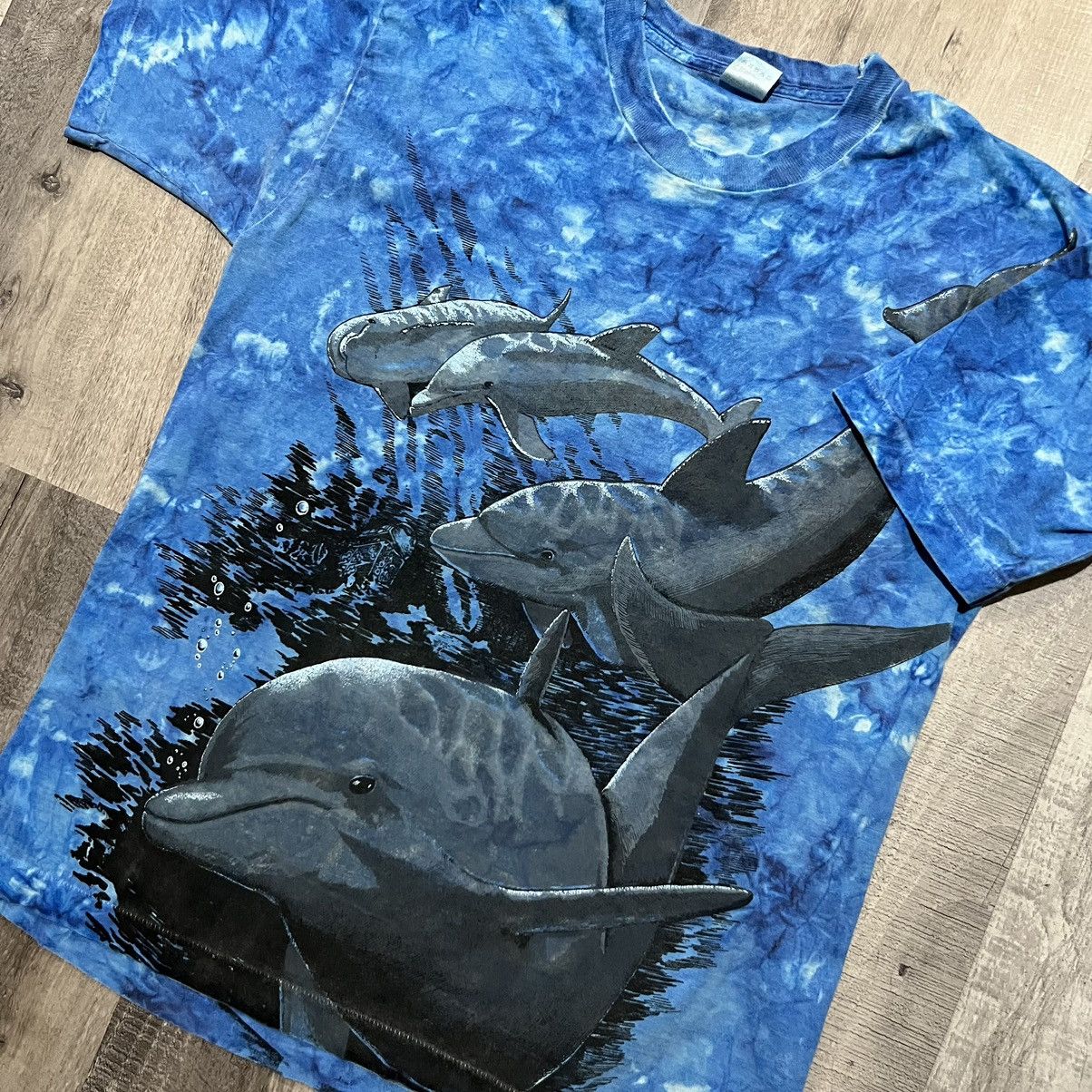Fruit Of The Loom × Vintage VTG Bottlenose Dolphin Oceanic All Over Print Animal Shirt Size US L / EU 52-54 / 3 - 3 Thumbnail