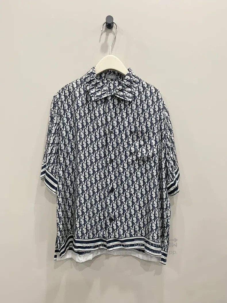 Dior Dior Silk full-print short-sleeved shirt black and white Size US XXS / EU 40 - 1 Thumbnail