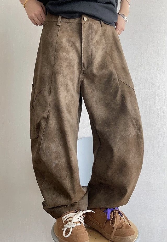 Japanese Brand × Vintage Avant garde punk leopard pocket faux leather carpenter pants Size US 34 / EU 50 - 3 Thumbnail