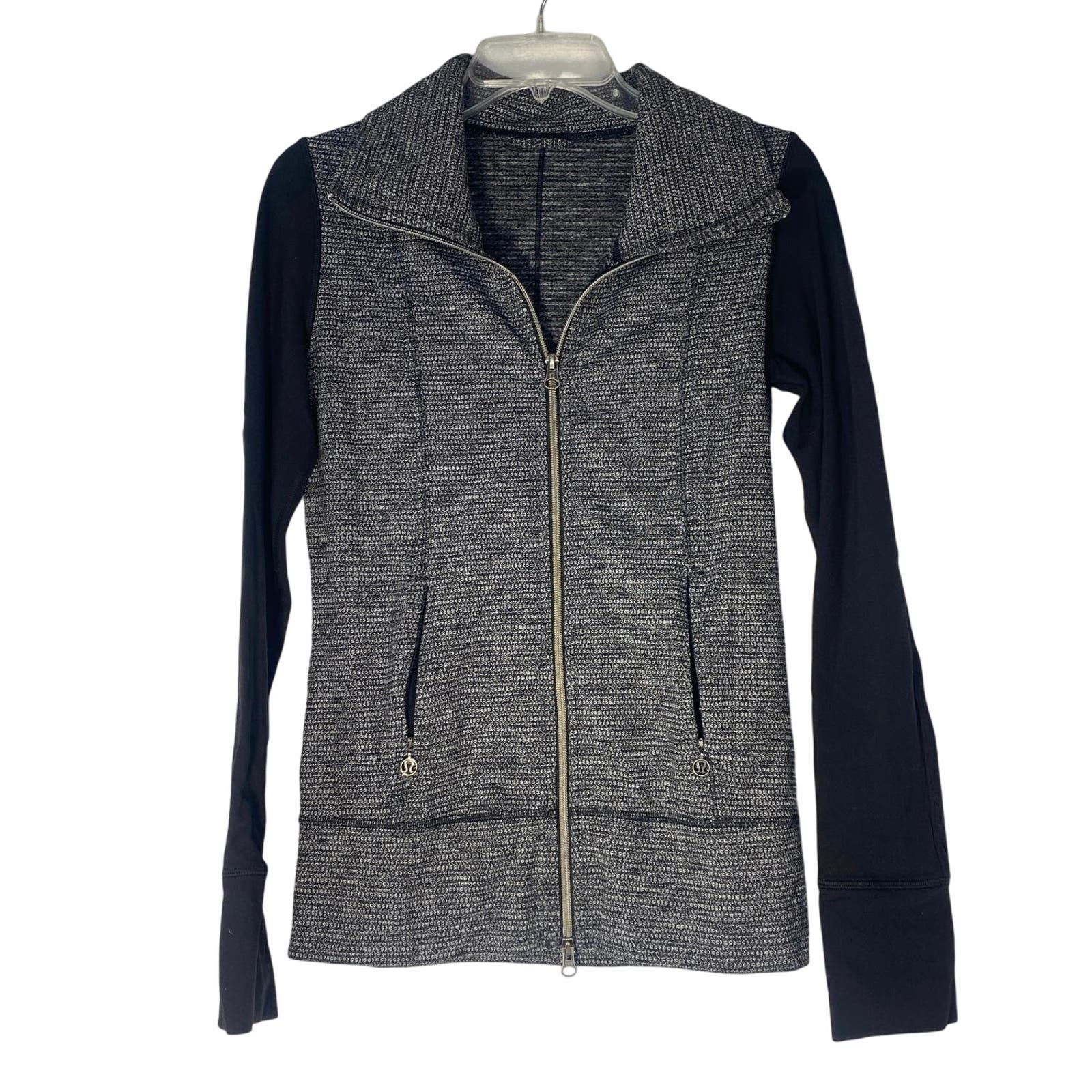 Lululemon Lululemon Yoga Jacket Coco Pique Black Gray women sz 4 Size S / US 4 / IT 40 - 1 Thumbnail
