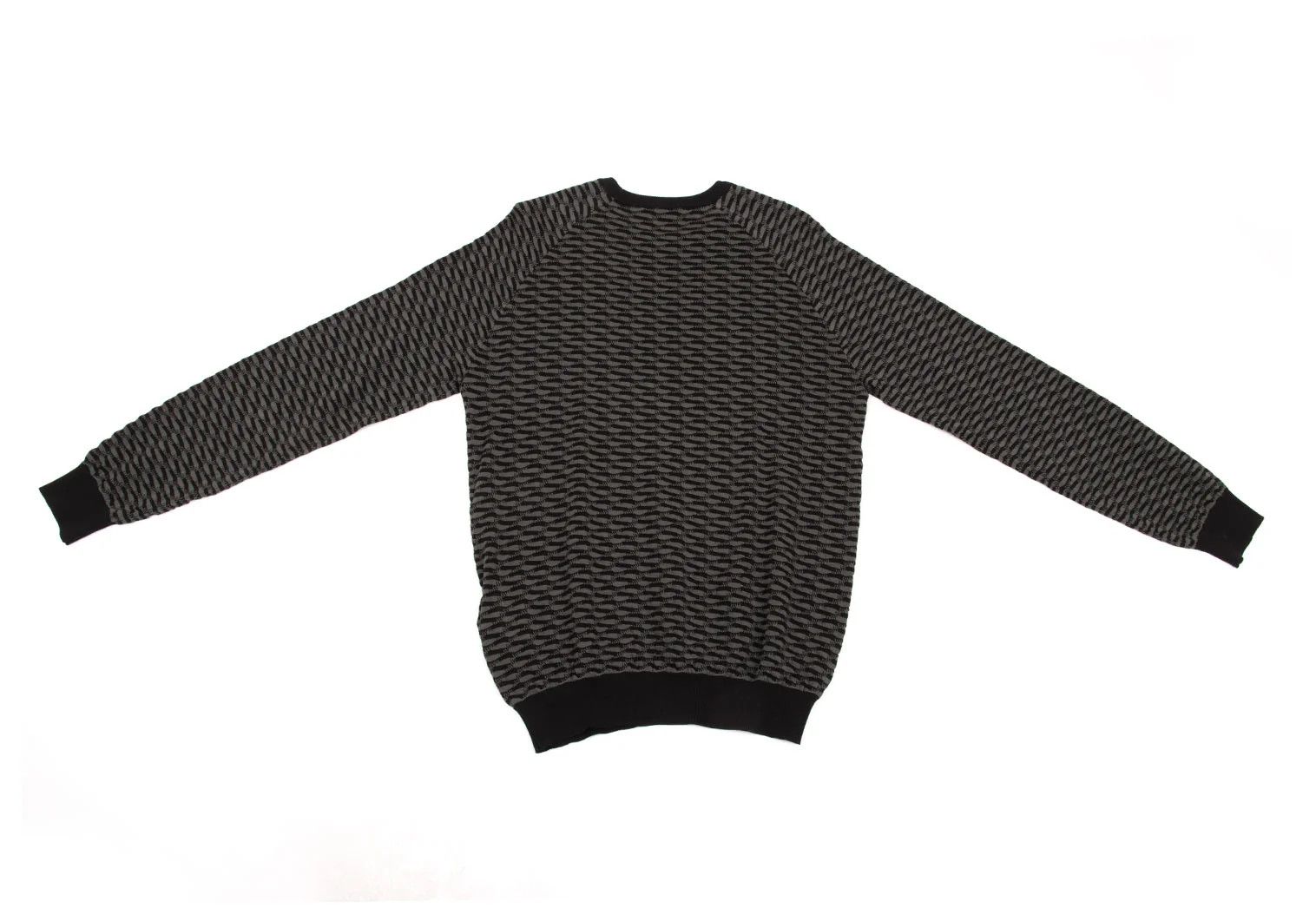Emporio Armani Cotton Design Knit Top in Gray and Black, Size L Size US L / EU 52-54 / 3 - 10 Thumbnail