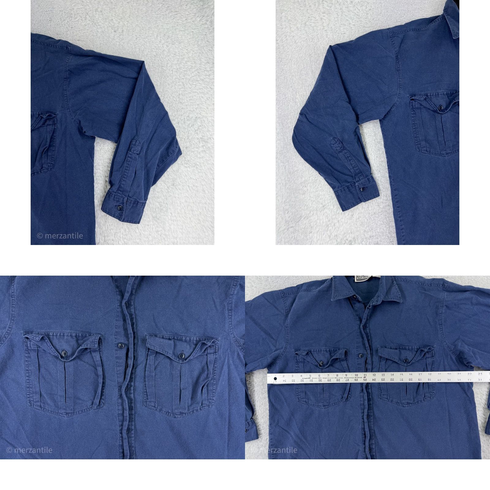 Vintage White Oak Shirt Men Large Blue Button Up Long Sleeve Pockets 100% Cotton Workwer Size US L / EU 52-54 / 3 - 8 Thumbnail