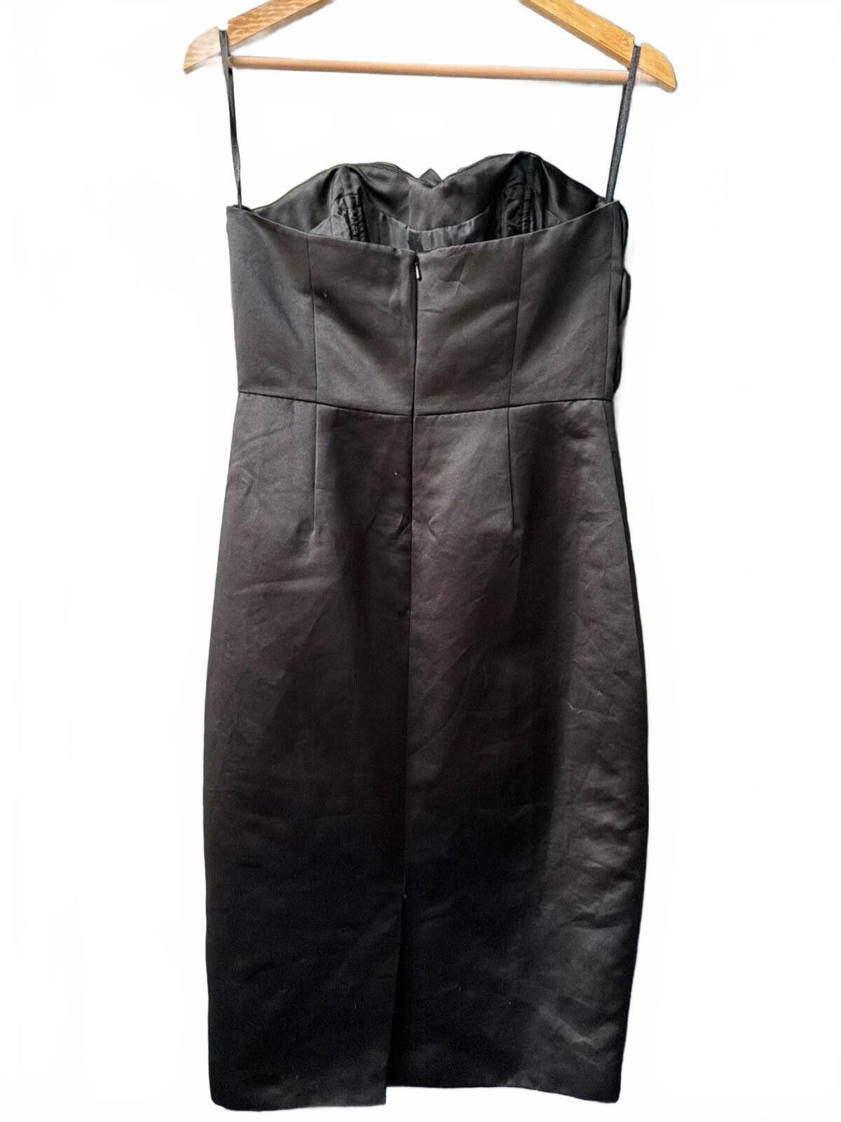 Asos ASOS Black Satin Sculptural Ruched Cocktail Prom Dress Size XS / US 0-2 / IT 36-38 - 3 Thumbnail