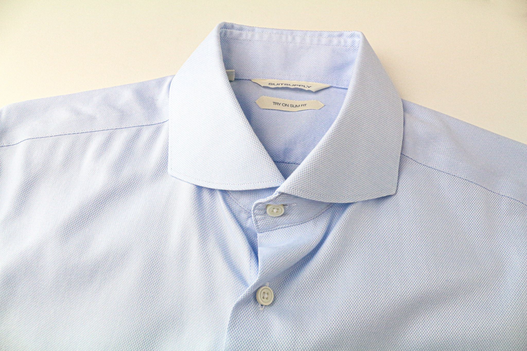 Suitsupply 40L/15 3/4L Slim Blue Cotton Cutaway Twill Shirt 78293 Size 40R - 3 Thumbnail