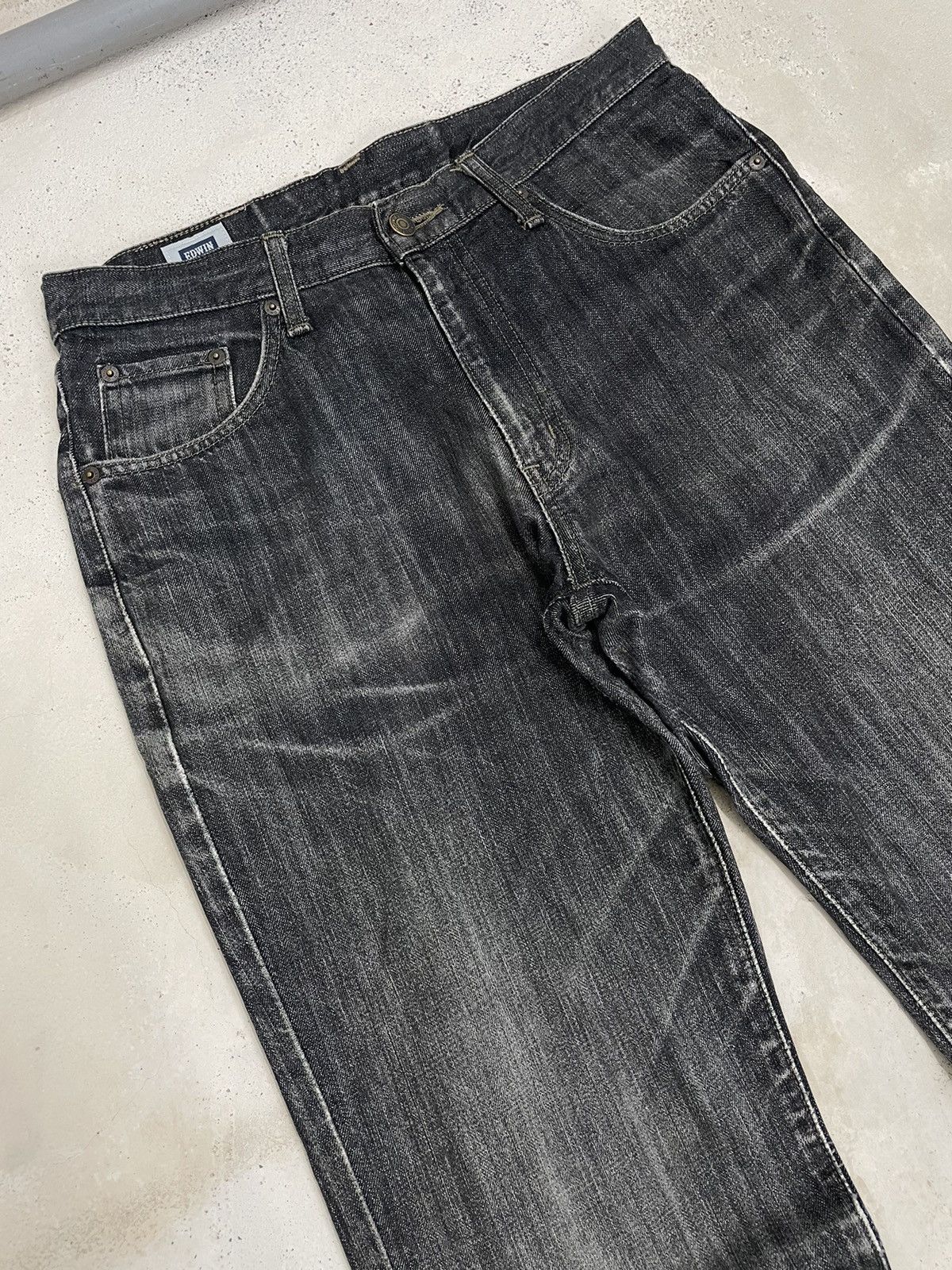 Edwin × Japanese Brand Edwin 403 International Basic Black Washed Distressed Denim Size US 32 / EU 48 - 4 Thumbnail