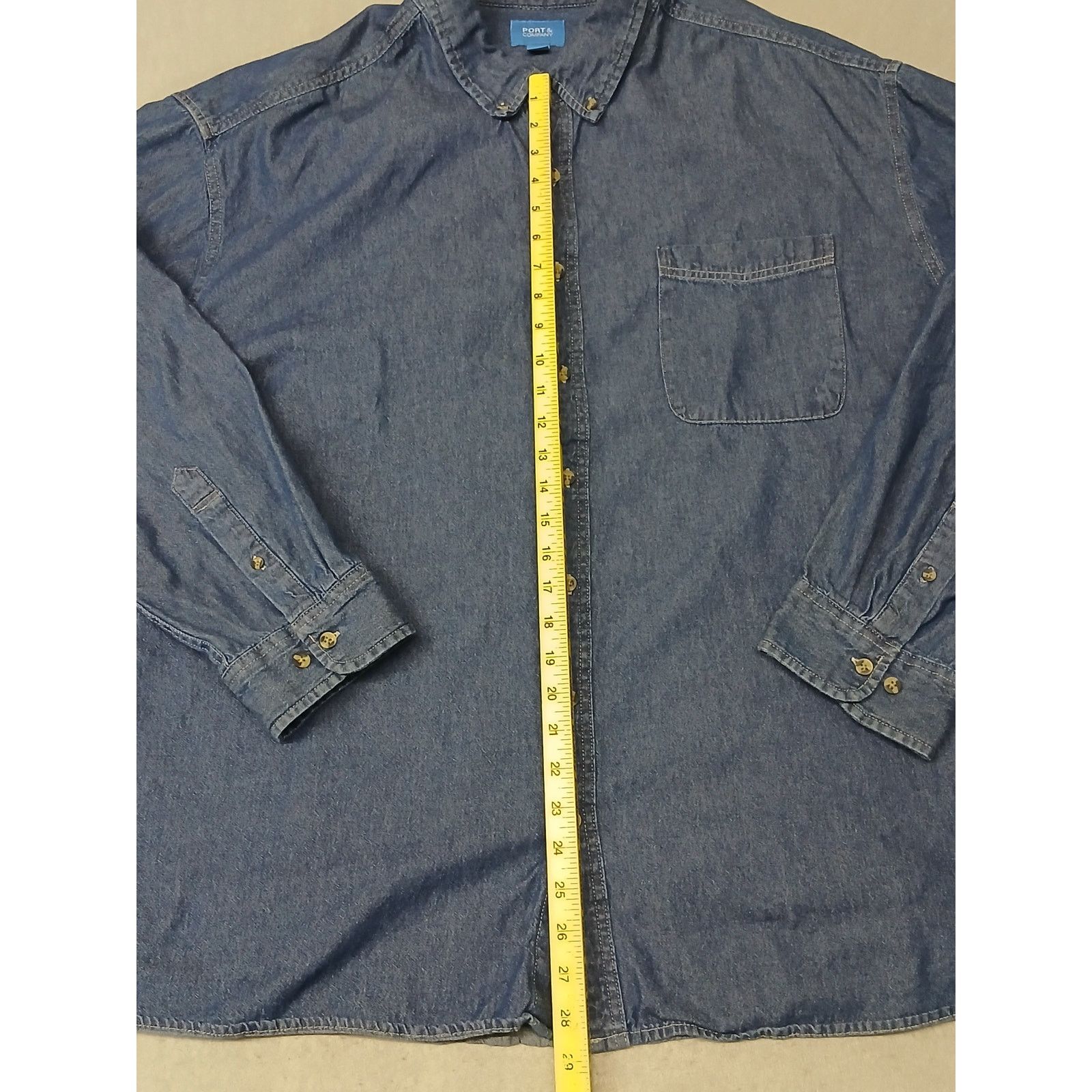 Port & Company Port & Company (5XL) Men's Slim Fit Dark Denim Jean Shirt Size US XXL / EU 58 / 5 - 4 Thumbnail