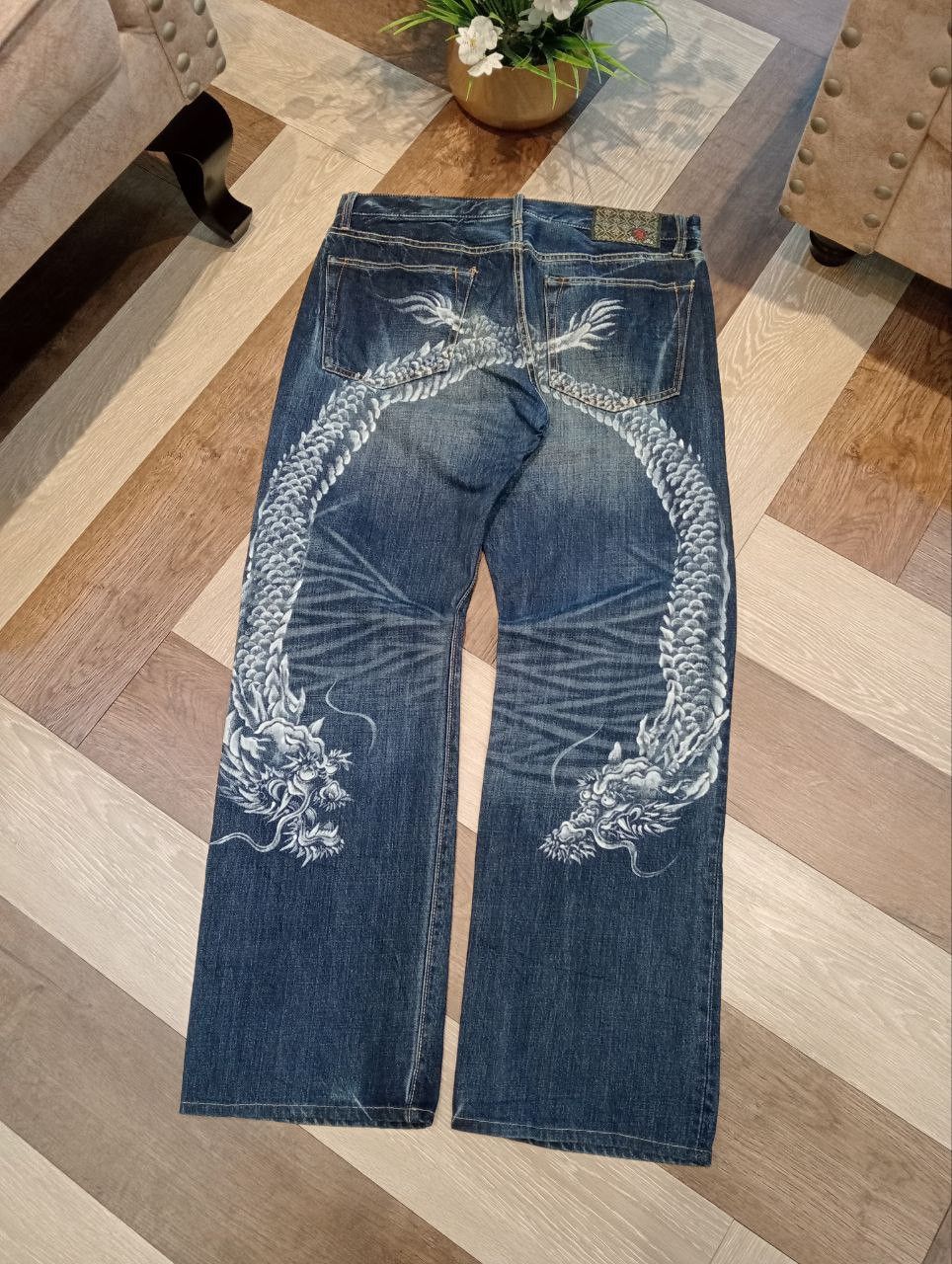 Eternal ETERNAL JAPAN DRAGON BLUE DENIM SUKAJAN PANTS Size US 34 / EU 50 - 10 Thumbnail