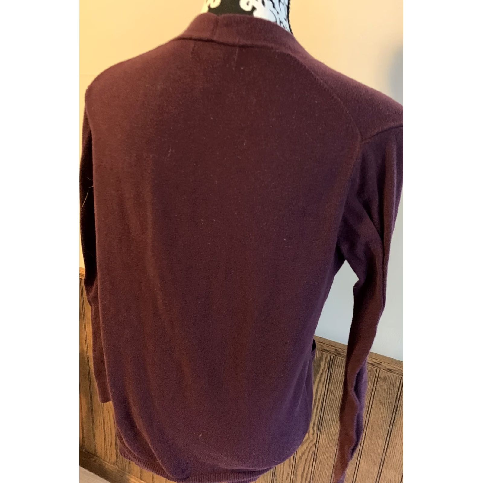 Gap VINTAGE Gap Womens Open Front Cardigan Maroon SZ S Cardigan Womens Maroon Open Front Long Sleeve Solid Pattern Slouchy Open Size S / US 4 / IT 40 - 4 Thumbnail