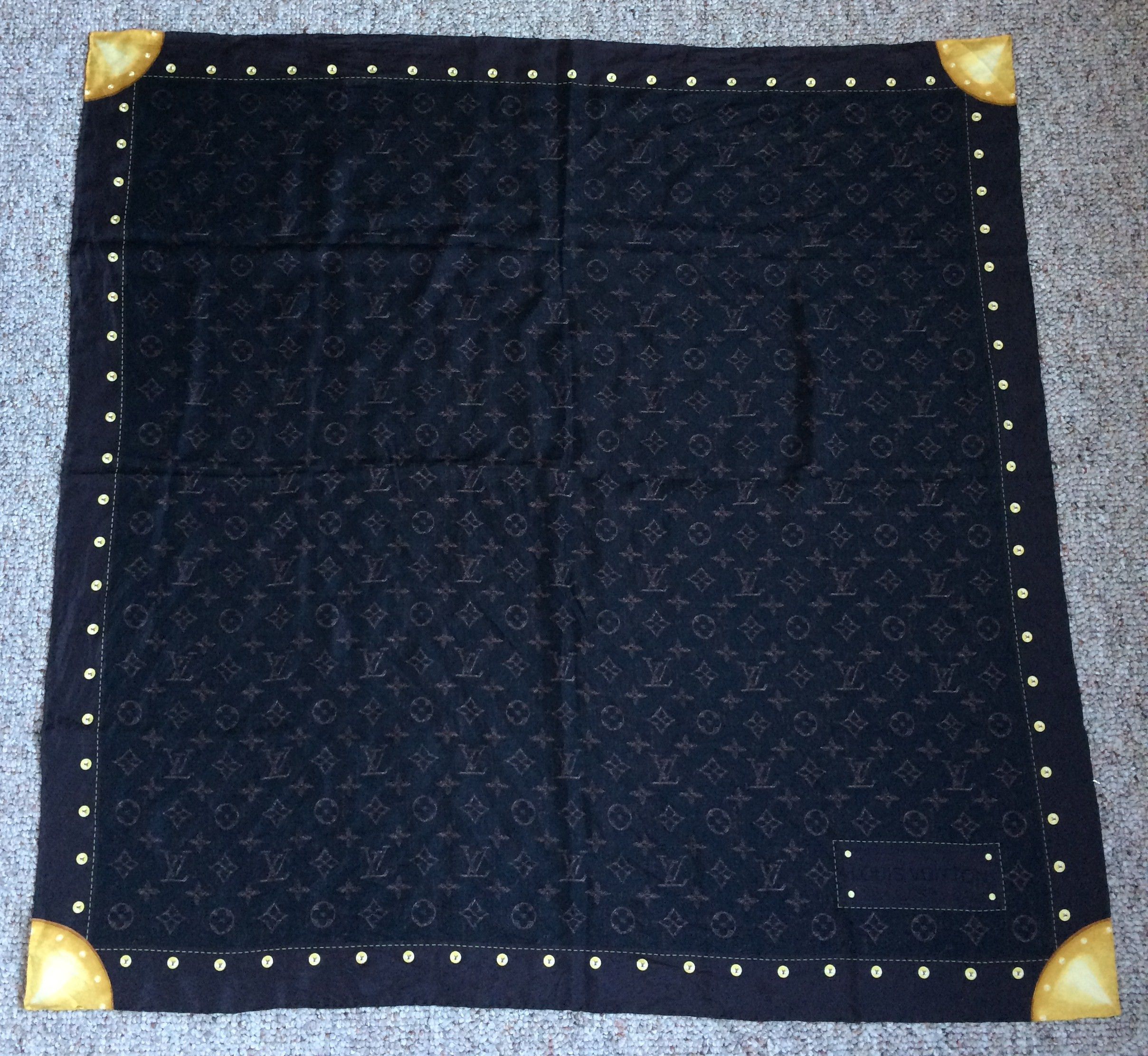 Louis Vuitton S/S 2006 Louis Vuitton Denim Monogram Silk Scarf Size ONE SIZE - 1 Thumbnail
