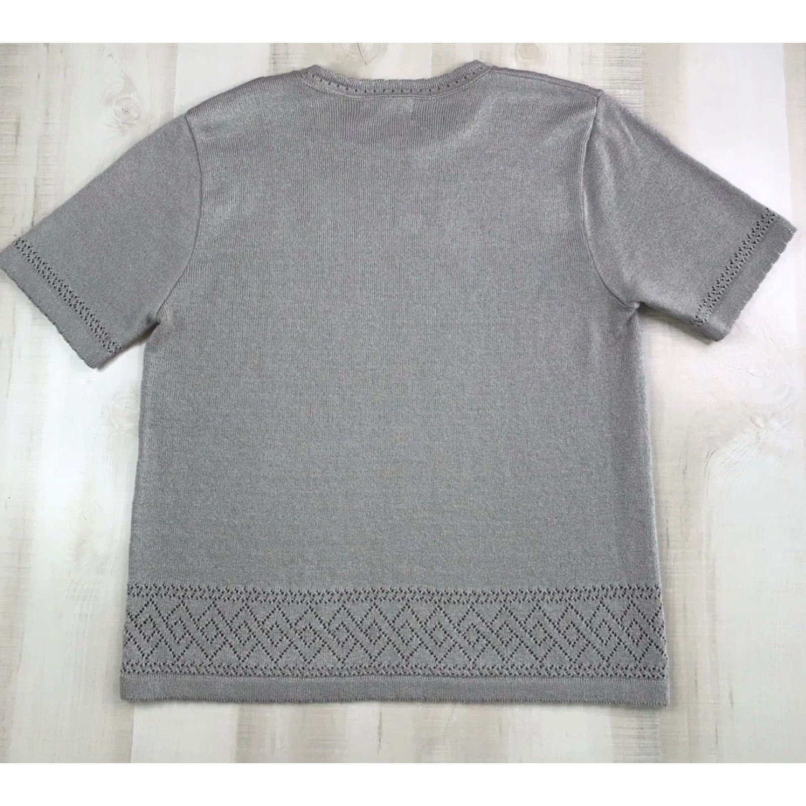 Vintage VINTAGE Alfred Dunner Knit Shirt Womens Open Knit 90s Beige M Short Sleeve Casual T-Shirt USA Retro Grandmacore Size M / US 6-8 / IT 42-44 - 4 Thumbnail
