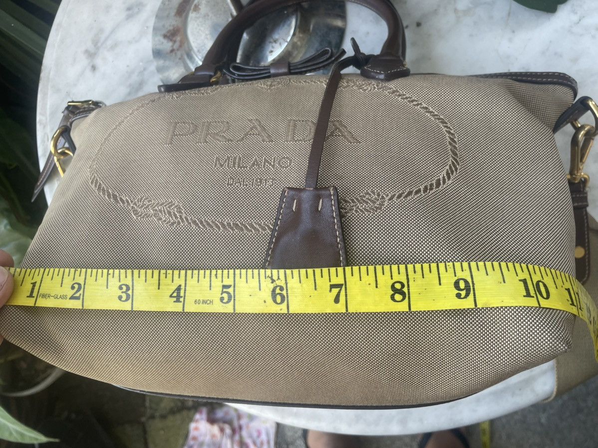 Prada Prada Logo Jacquard Canvas and Leather Handbag Size ONE SIZE - 14 Thumbnail