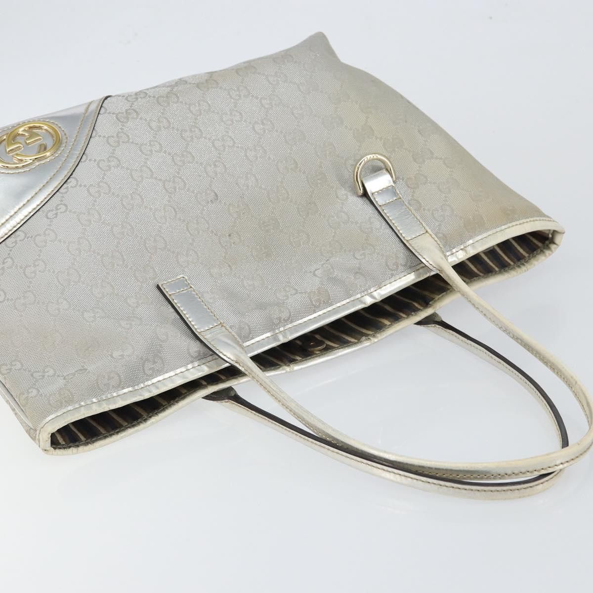 Gucci GUCCI GG Canvas Tote Bag Silver Gold Size ONE SIZE - 6 Thumbnail