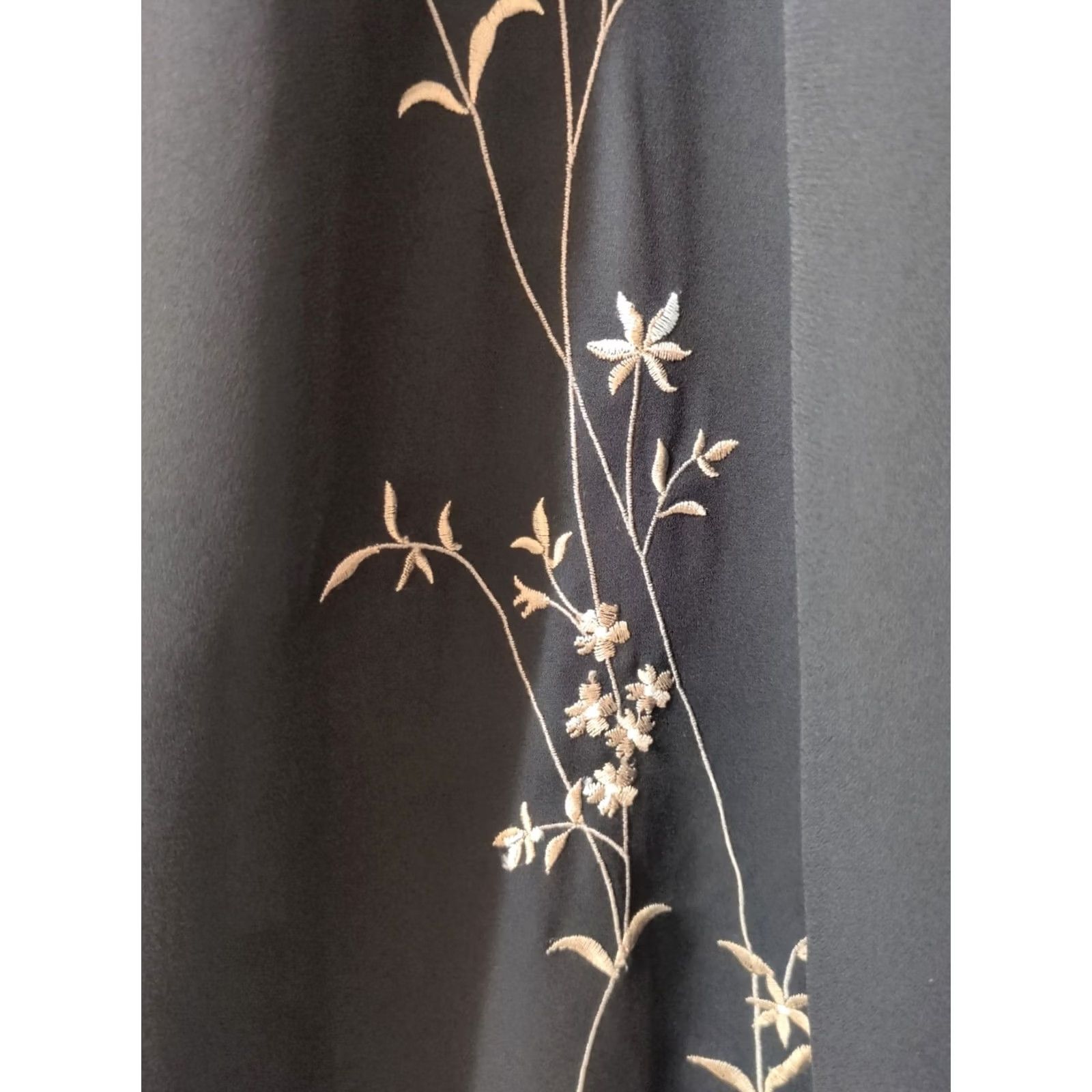 Vintage First Issue Skirt Womens 12 Black Long Side Zip Embroidery Flowers Size 34" / US 12 / IT 48 - 2 Thumbnail