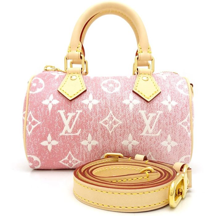 Louis Vuitton Limited Pink Rose Monogram Denim Mini Speedy Nano