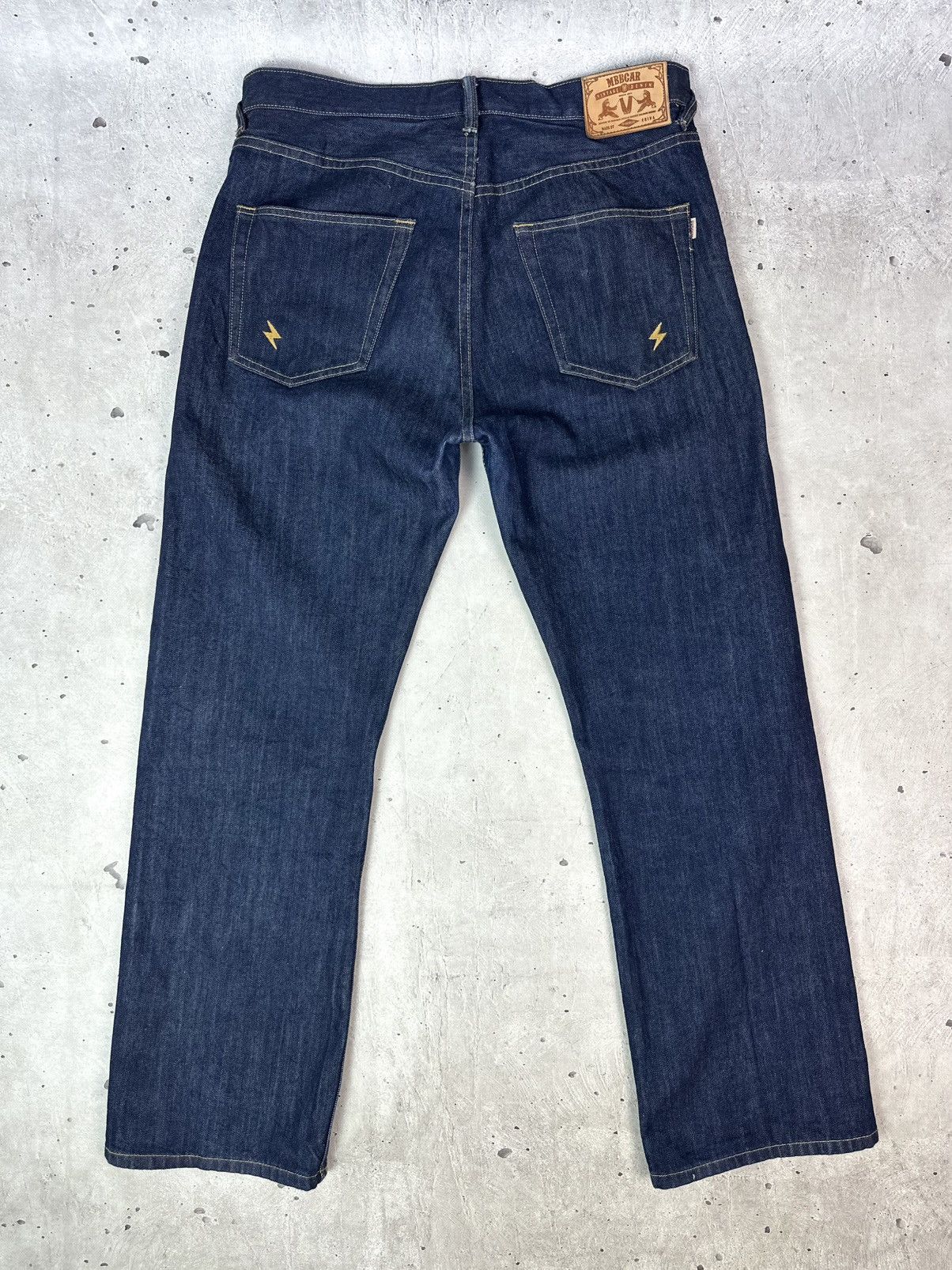 Japanese Brand Mbbcar Selvedge Navy Cotton Wide-Leg Men’s Indigo Jeans Size US 34 / EU 50 - 8 Thumbnail