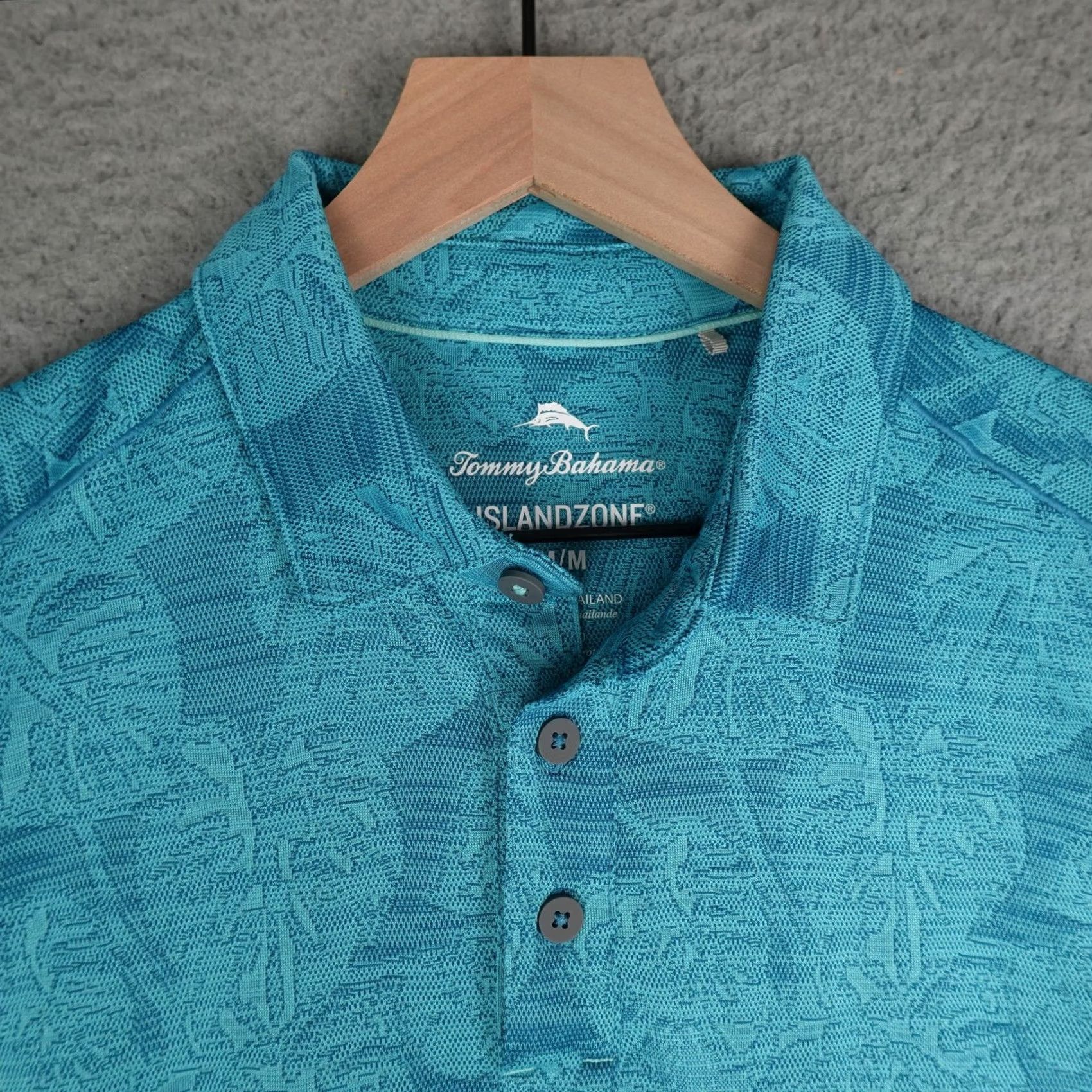 Tommy Bahama Tommy Bahama Polo Shirt Mens M Blue Island Zone Tropical Leaf Jacquard Polo Shirt Size US M / EU 48-50 / 2 - 4 Thumbnail