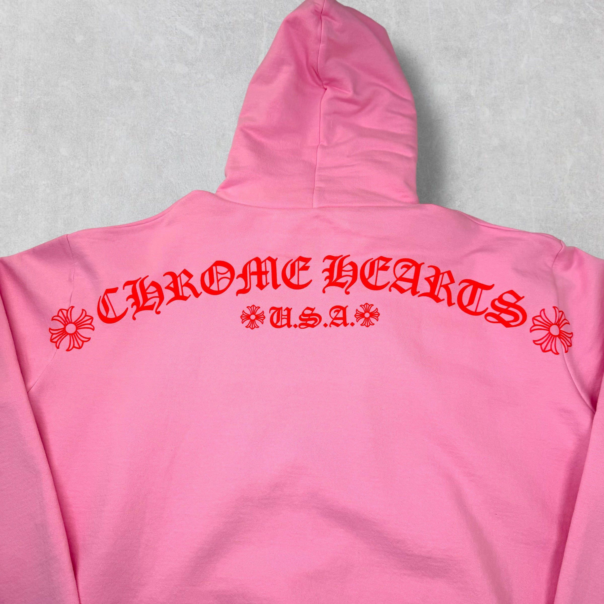 Chrome Hearts Chrome Hearts Red T-bar Logo Hoodie Pink XXL Size US XXL / EU 58 / 5 - 4 Thumbnail