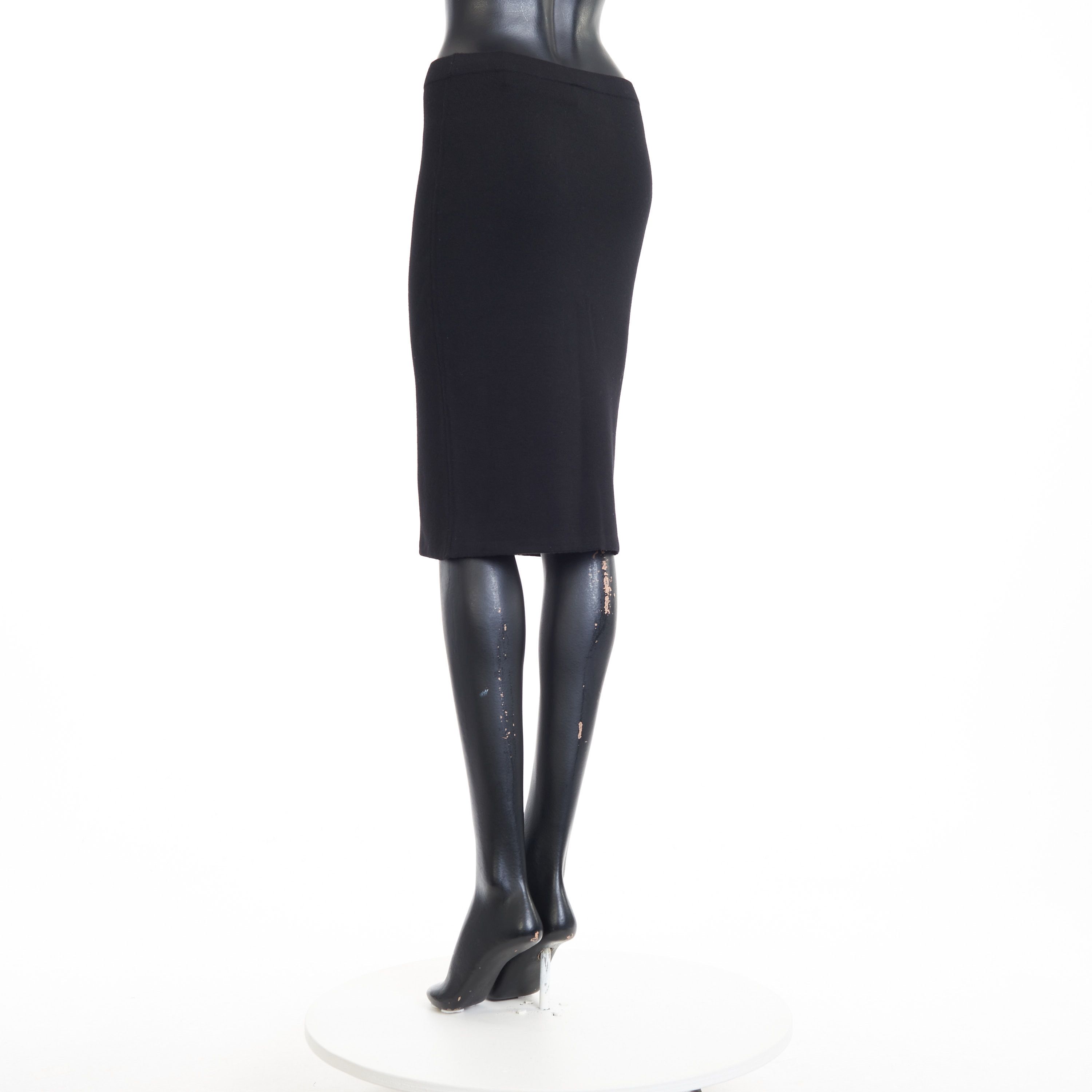 Saint Laurent Paris Black Pencil Skirt - Fine-Knit Wool Size 28" / US 6 / IT 42 - 4 Thumbnail