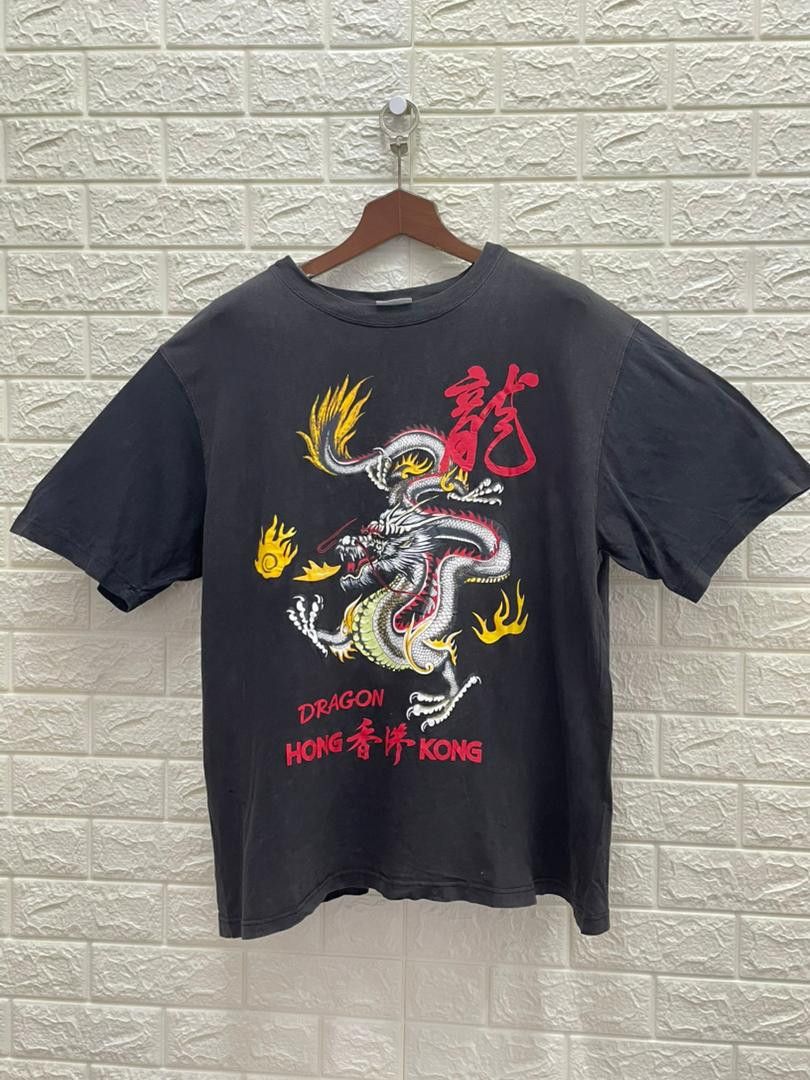 Vintage B29-10 🇯🇵 90s Japan style Hong Kong Dragon tee rare Size US L / EU 52-54 / 3 - 1 Thumbnail